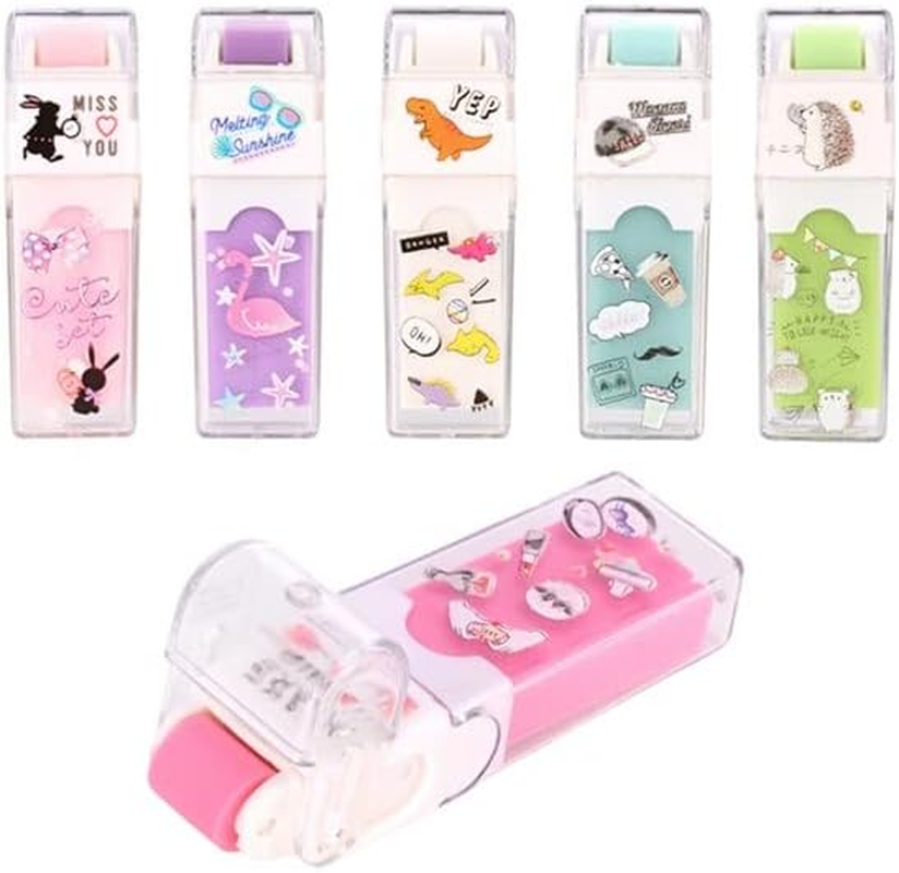 Cat Paw Shaped Cute Push Pull Design Retractable Pencil Erasers for Kids, 4 Colors,Fun Party Favor & School Supplies, Kawaii Drawing Eraser for Boys and Girls (SZE04A)