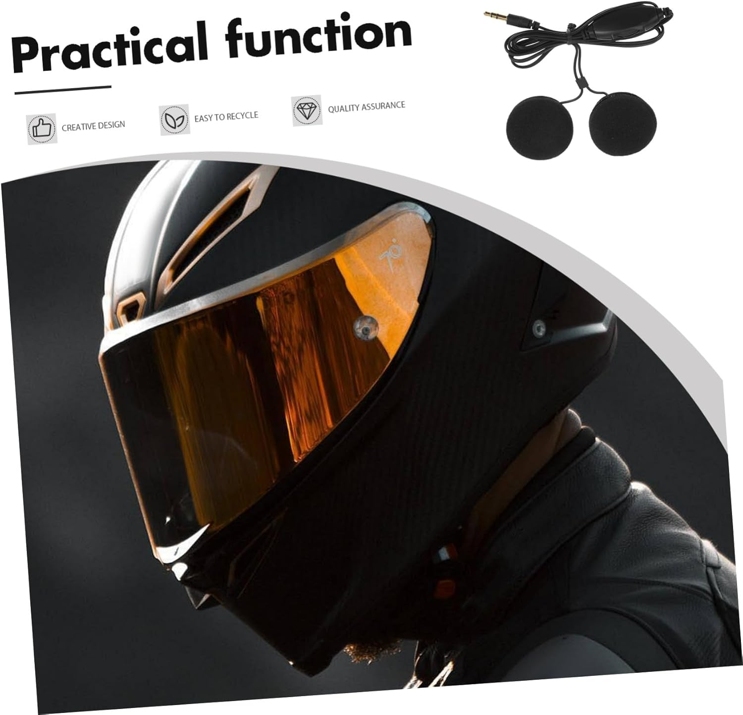 ABOOFAN 2Pcs Motorcycle Helmet Headphones Black Earphone for Rider Mic Outdoor Use Helmet Earphone Accessory image number 1