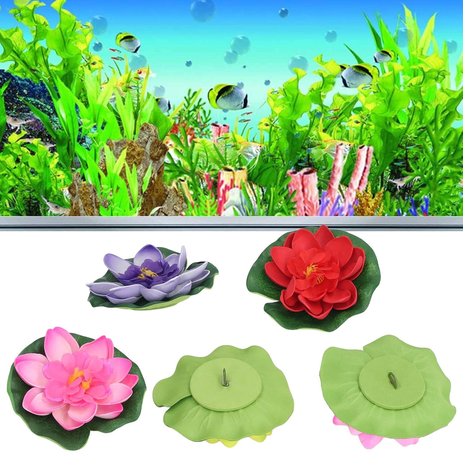 Artificial Pond Plants Floating Lily Pads Lightweight Soft Thick Durable Attractive Decorative Props for Pool Fish Tanks Restaurants Tea Houses Beauty Salons EVA Foam Plast image number 3