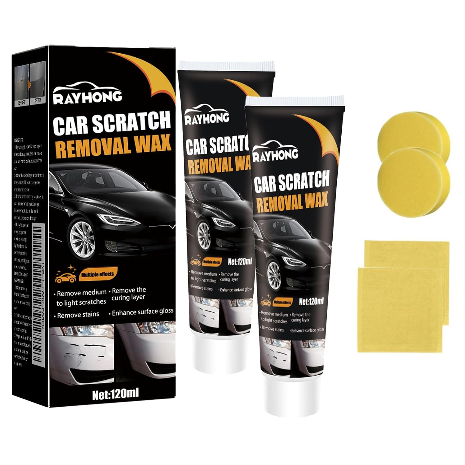 Scratch Remover Kit for Vehicles, 2025 Upgrade Car Scratch Remover Kit with Wipe Sponge Car Paint Scratch Repair Polishing Wax for Deep Scratches - 2 PC image number 4