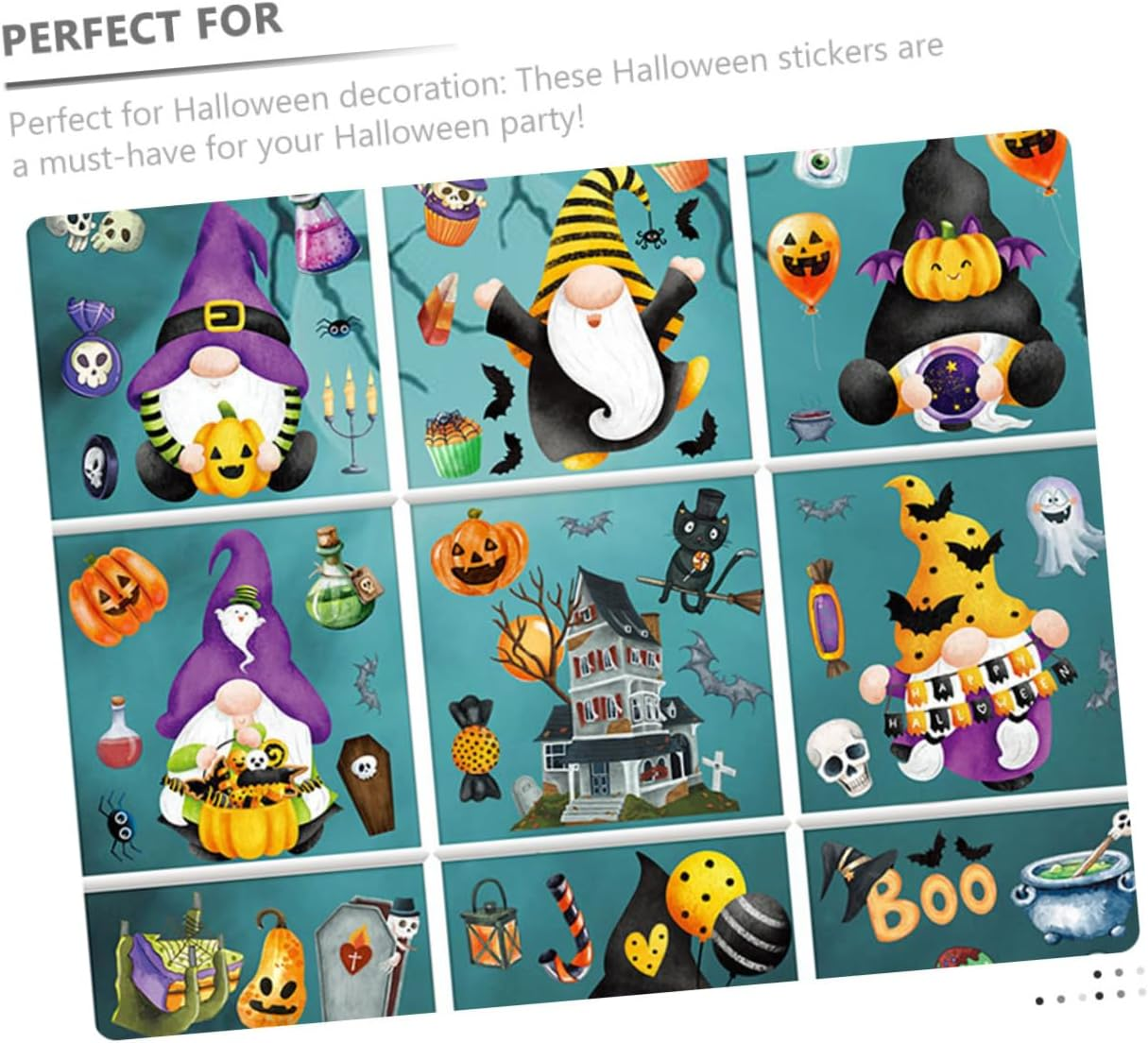 Spooky Halloween Pumpkin Gnome Sticker Pack 9 Pieces Wall Decals for Indoor Decor image number 2
