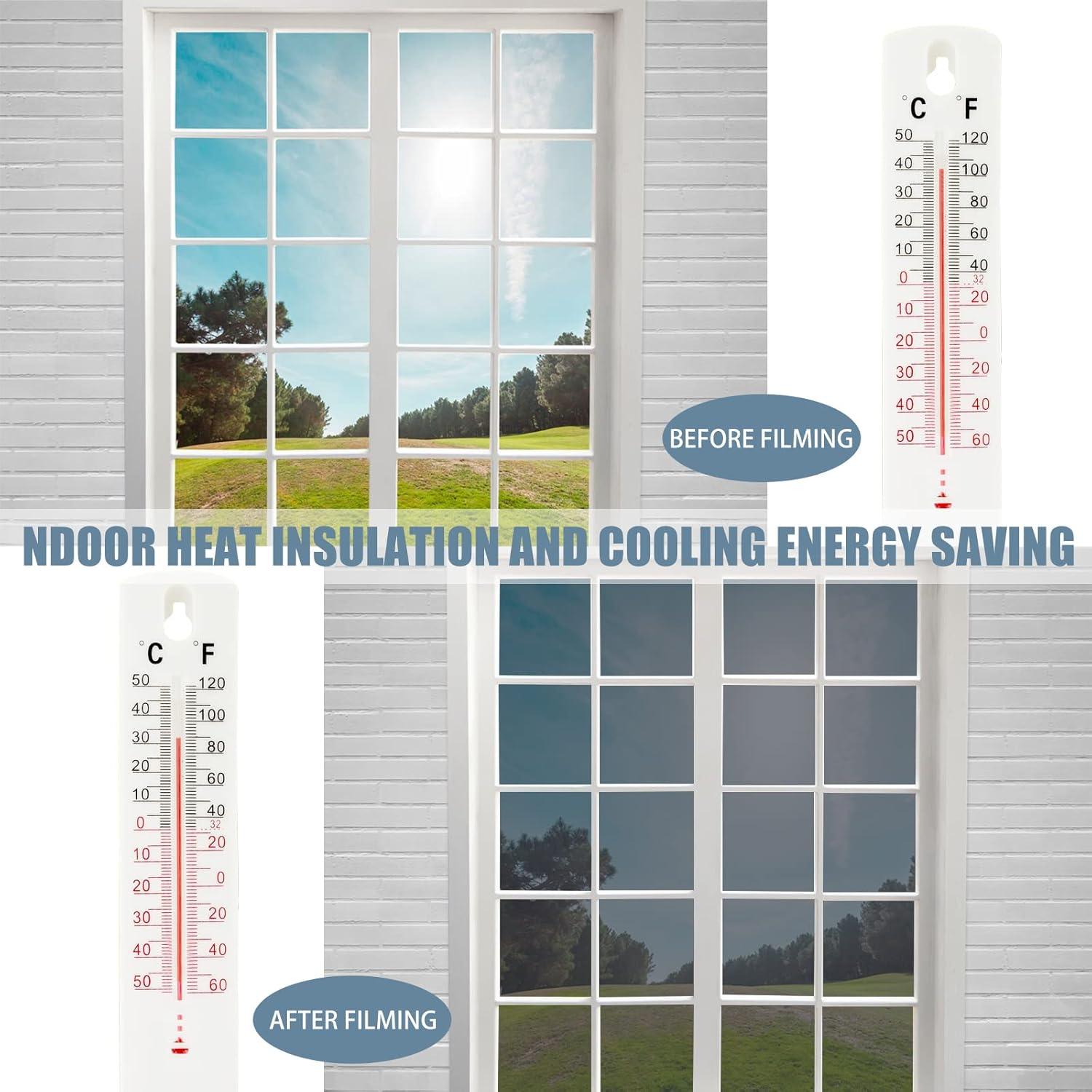 UV Protection Sun Protection Window Tint Film, Privacy Film for Windows Indoor or Outdoor Mirror Film Self-Adhesive Reflective Window Film for Office and Home (Black) image number 1