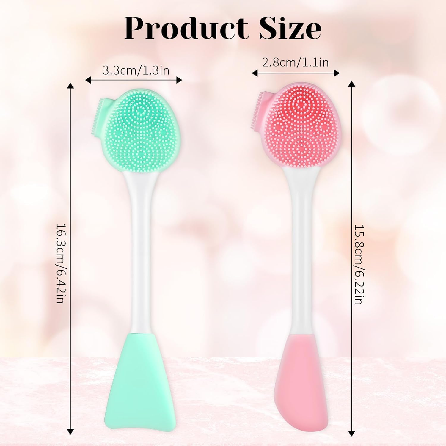 Silicone Face Cleansing Brush Set, 4 Pieces, Double-Sided Facial Scrubber and Mask Applicator image number 3