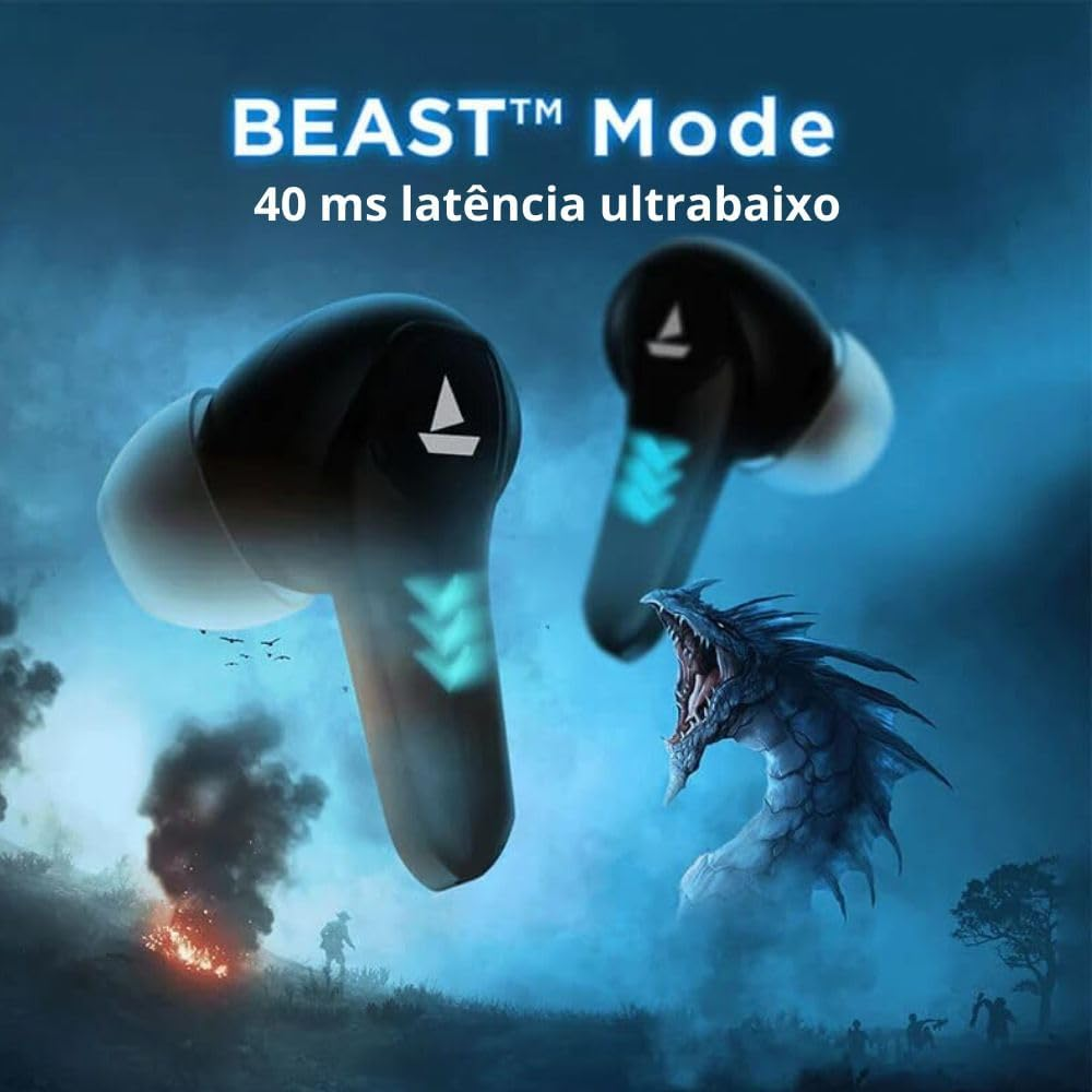 Boat Immortal 131 Wireless Gaming Earbuds with 40 Hours Playtime, Clear Calling with Enx&trade;, Low Latency, RGB Lights(Black Sabre)