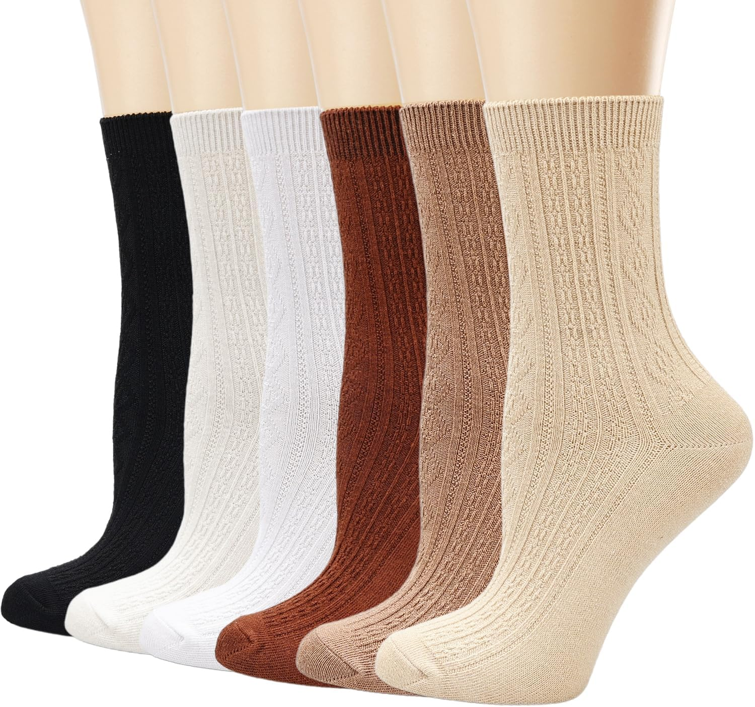 Mcool Mary Womens Crew Socks, Casual Knit Cotton Comfy Breathable Cool Dress Socks for Girls 6 Pack image number 3