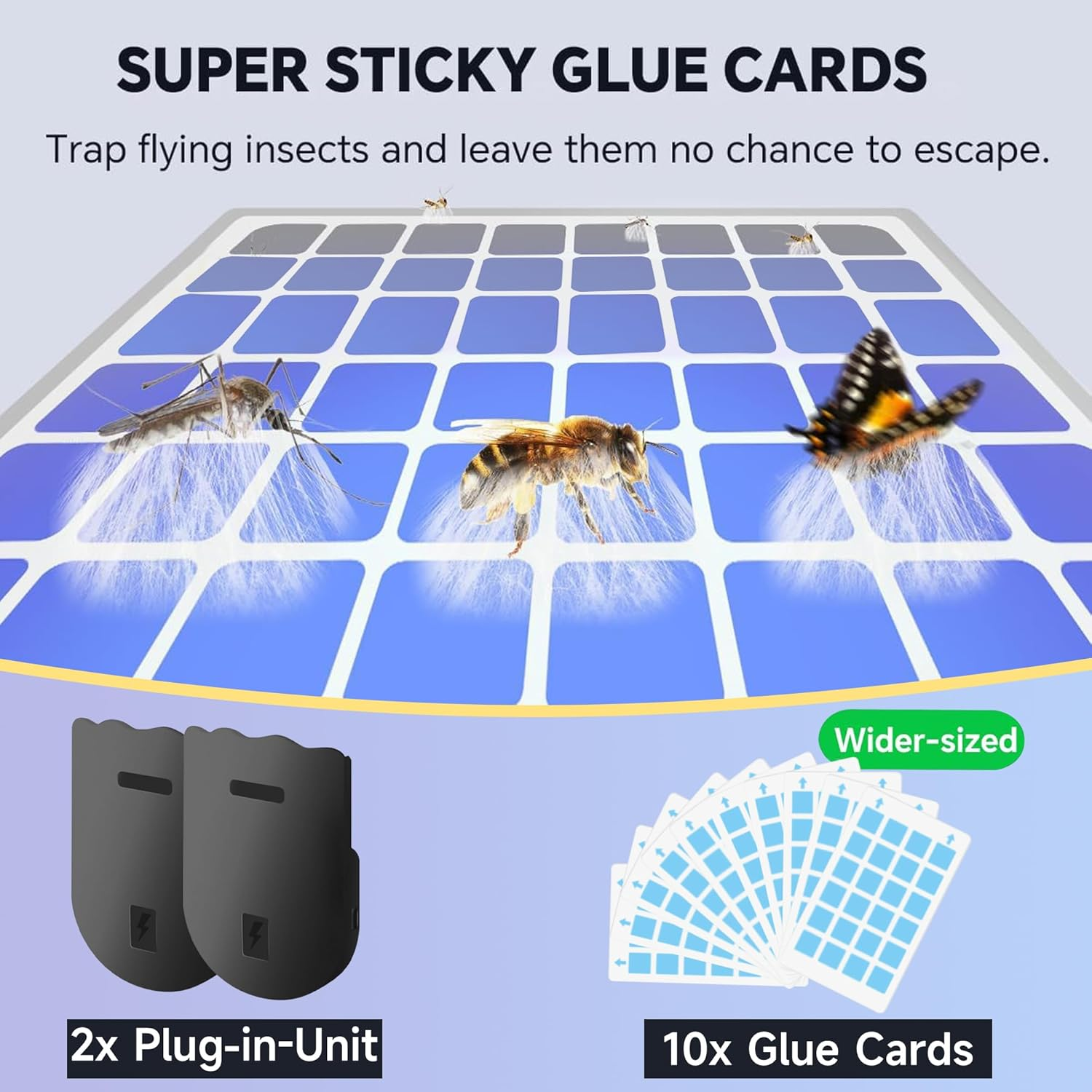 Flying Insect Trap,2 in 1 Indoor Plug-In Bug Zapper,1 Trap Black and 6 Glue Cards,Fruit Fly Trap for Gnat,Moth,Mosquito,Suitable for Every Part of the Home (Black)