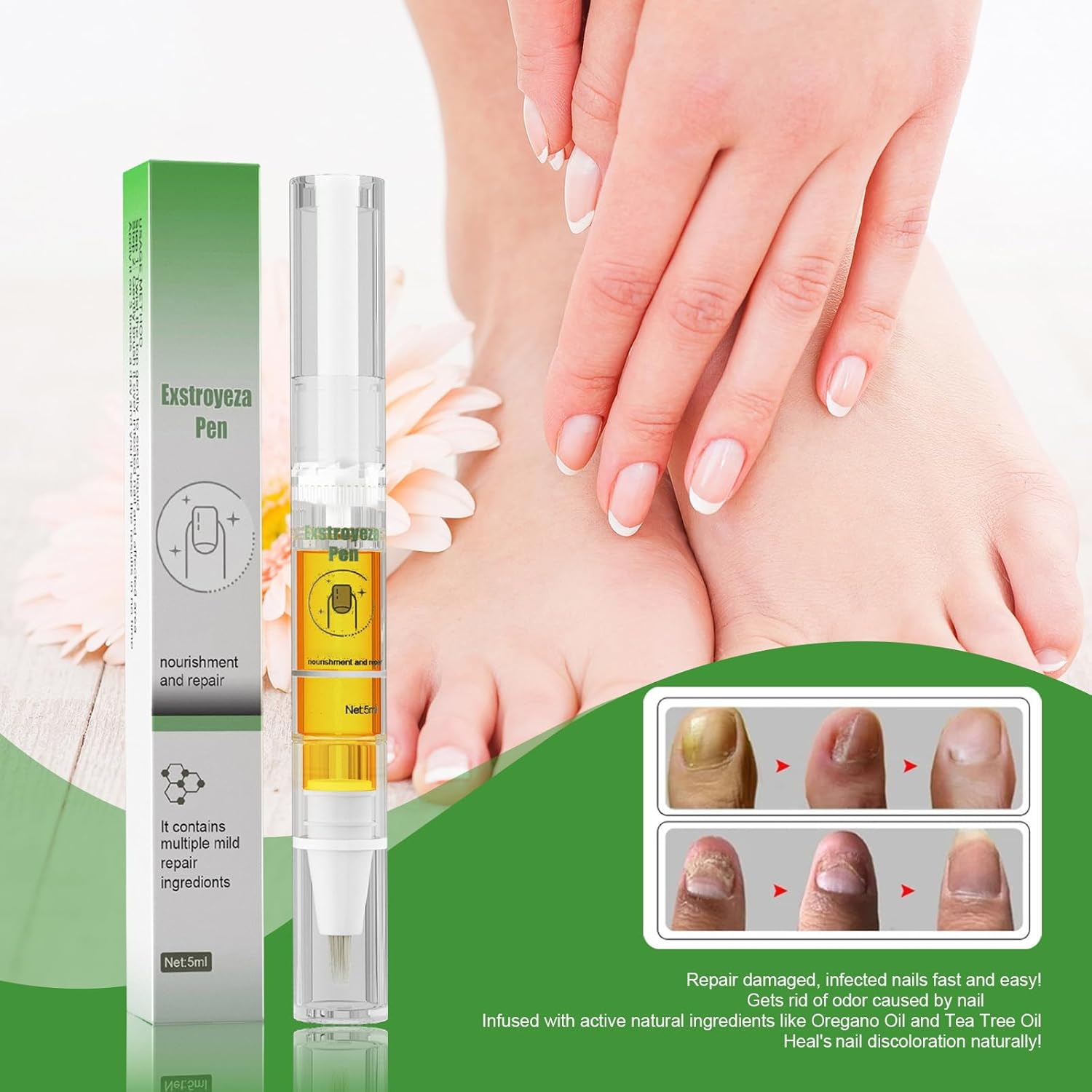 Nail Repair Pen, Toenail Extra Strength Pen &ndash; Solution for Damaged Nails with Brush Applicator, Clear, Fast‑Drying Formula image number 5