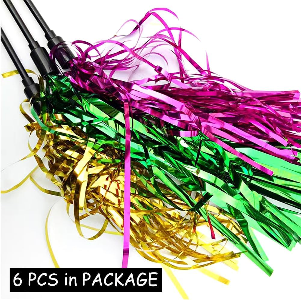 IUHKBH Cat Toy Wand 6 PCS Interactive Cat Teaser Wand with Sound Paper Tassels and Bell for Cat and Kitten image number 5