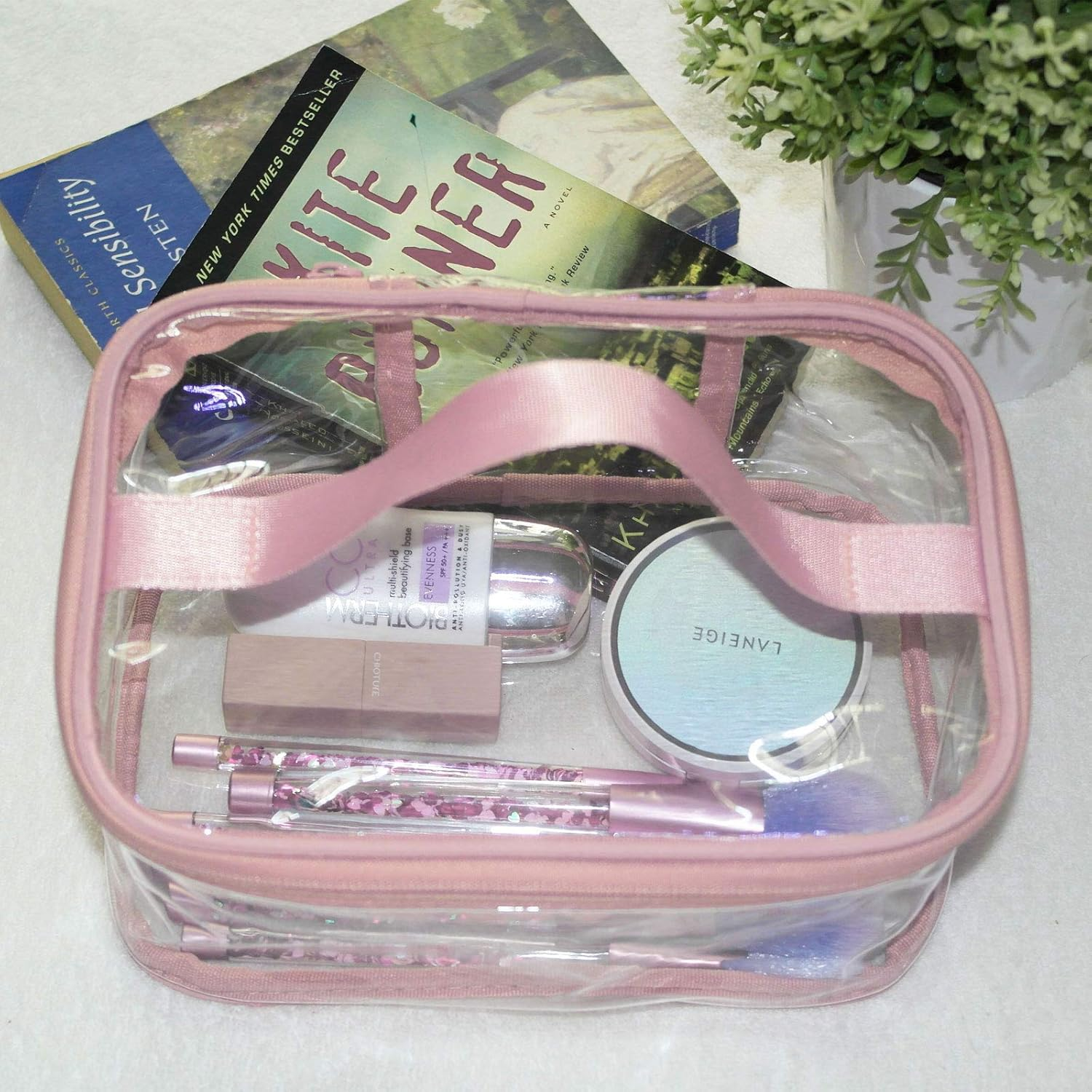 FIYUK Toiletry Bag Makeup Cosmetic Clear Bag Portable Waterproof Transparent Travel Large Storage - Green image number 2