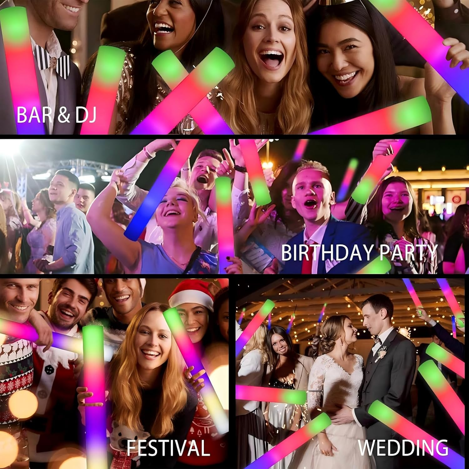 Foam Glow Sticks, 30 Pcs Bulk Giant 48CM LED Foam Stick, Glow in the Dark K Party Supplies with 3 Modes Colorful Flashing, Neon Party Favors for Birthday, Wedding, Carnival, Concerts, New Year, Guests image number 3