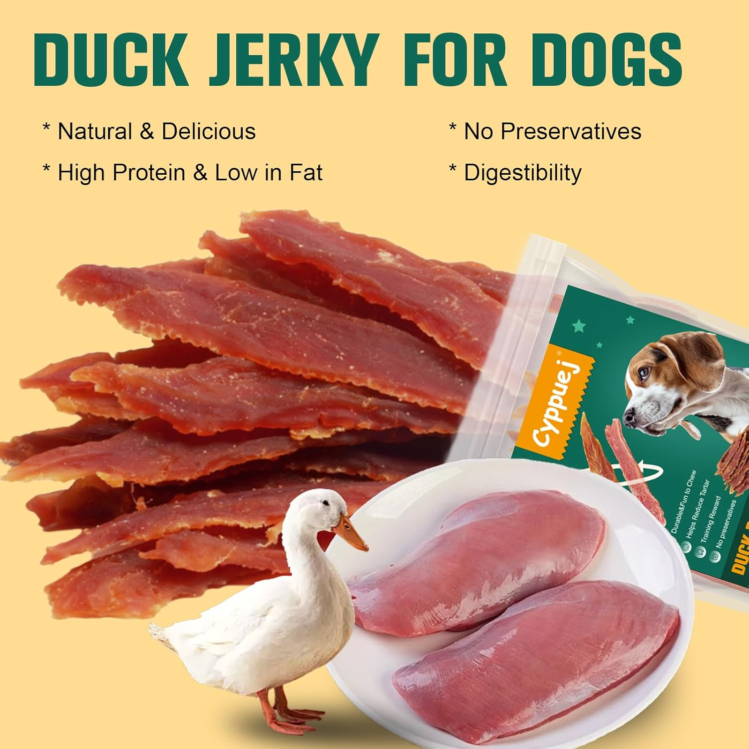 Duck Jerky Dog Treats for Training,Natural Ingredient Chews,High Protein Healthy Snacks for Reward and Training Small & Medium Dogs (200G) image number 1