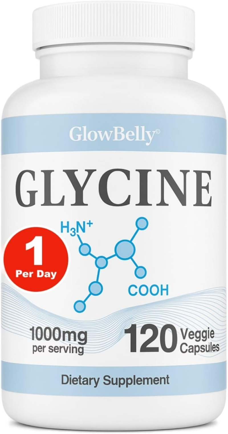 Glycine 1000 Mg Pure Amino Acid Supplement | 1 a Day Vegan Capsules | Non-Gmo, Gluten-Free, No Fillers | 120 Capsules by Glowbelly