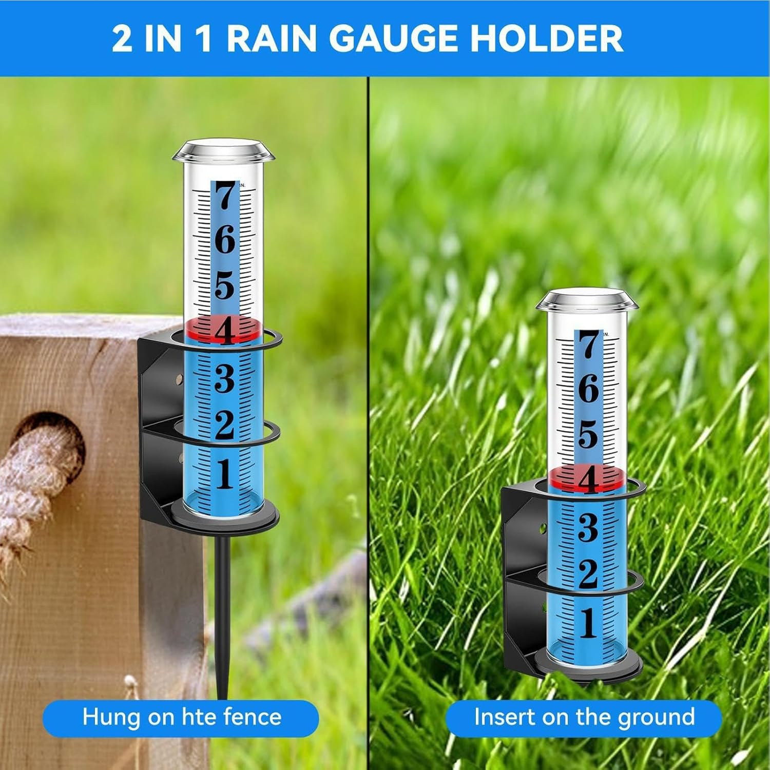 Garden Rain Gauge | Easy to Read Large-Font,Outdoor Rain Gauge for Garden,For Weather-Enthusiast Gardener Farmer Patio Balcony Greenhouse Terrace Lawn Courtyard image number 3