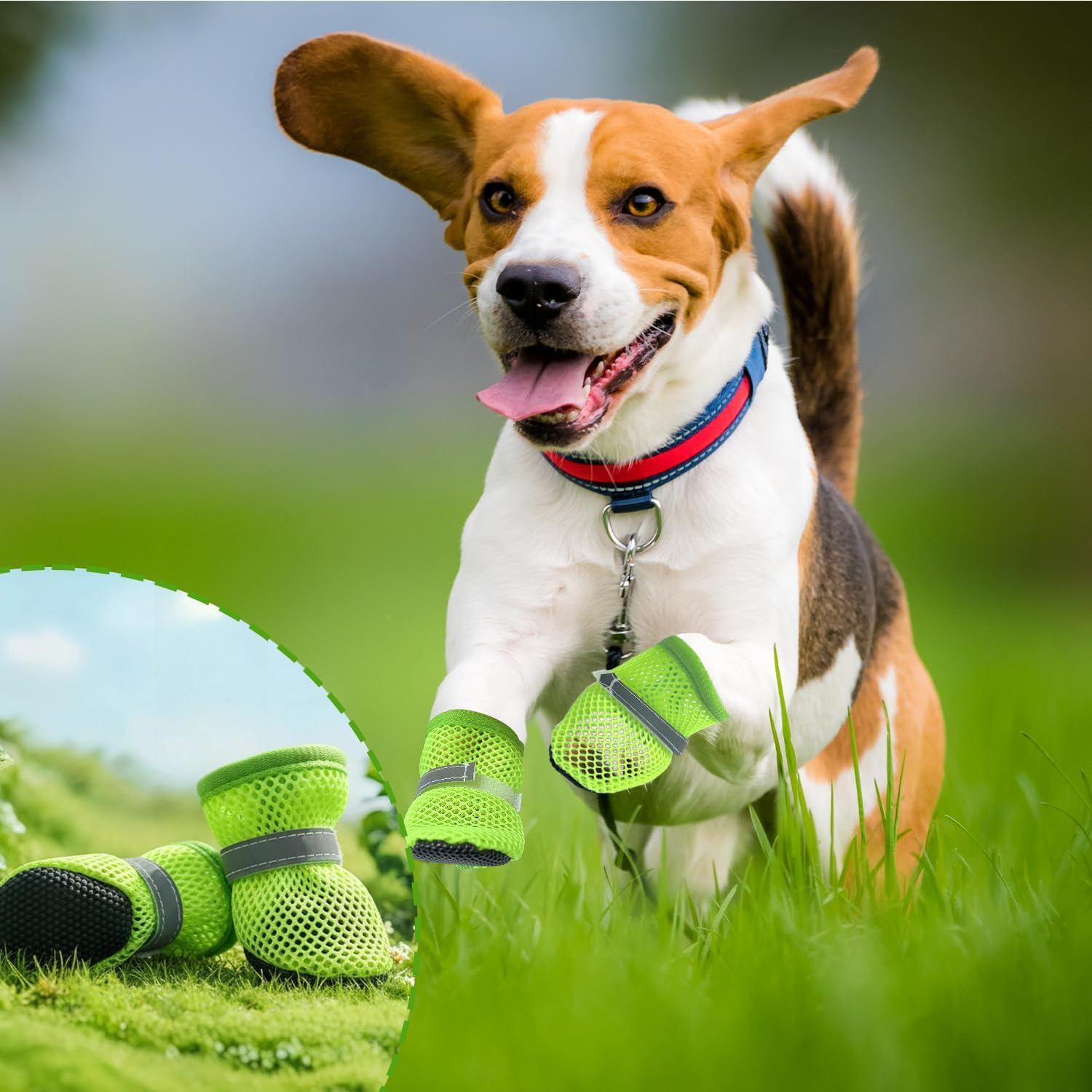 2 Pair Dog Sock, Dog Shoes Soft Mesh Boots Reflective Breathable Soft for Walking Injured Paws for Hot Weather (S)