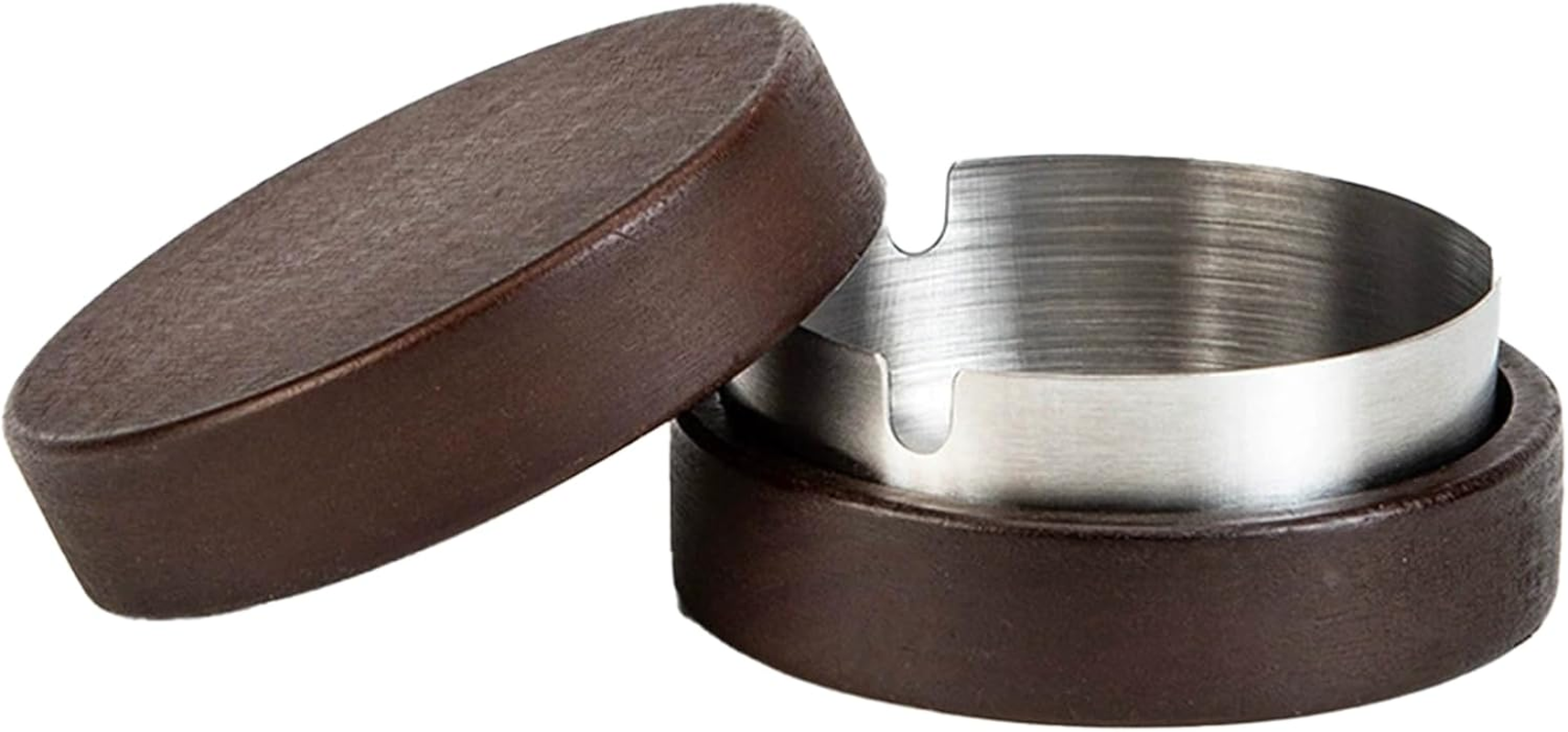 Wooden Ashtray with Stainless Steel Inner Box - Flameproof Design with Lid anti Fly Ash with Trough - Portable Office and Home Decorative Indoor Outdoor Use image number 5