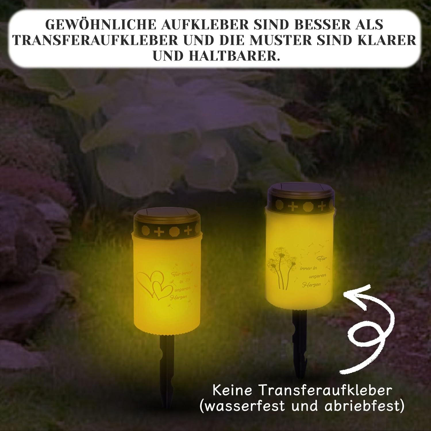 YYSWSAKY 2 Pack Solar LED Grave Light Solar Weatherproof Grave Lights for Outdoor Use LED Grave Light with Twilight Sensor Grave Candles White Forever in Our Hearts image number 4