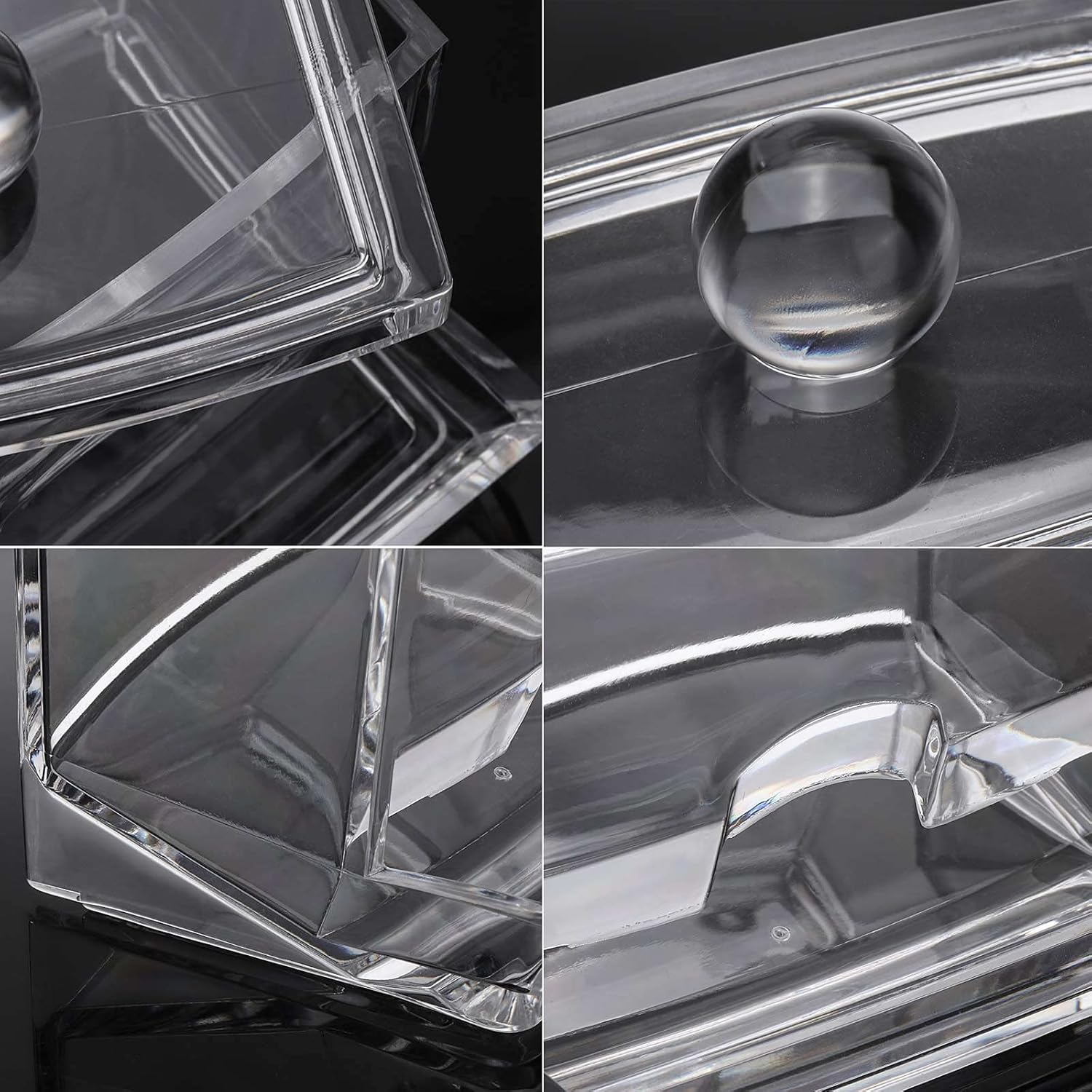 Tbestmax Cotton Swab Holder, Qtip Cotton Buds Dispenser, Square Bathroom Jar Organizer for Storage - Easy Take 1 Pcs