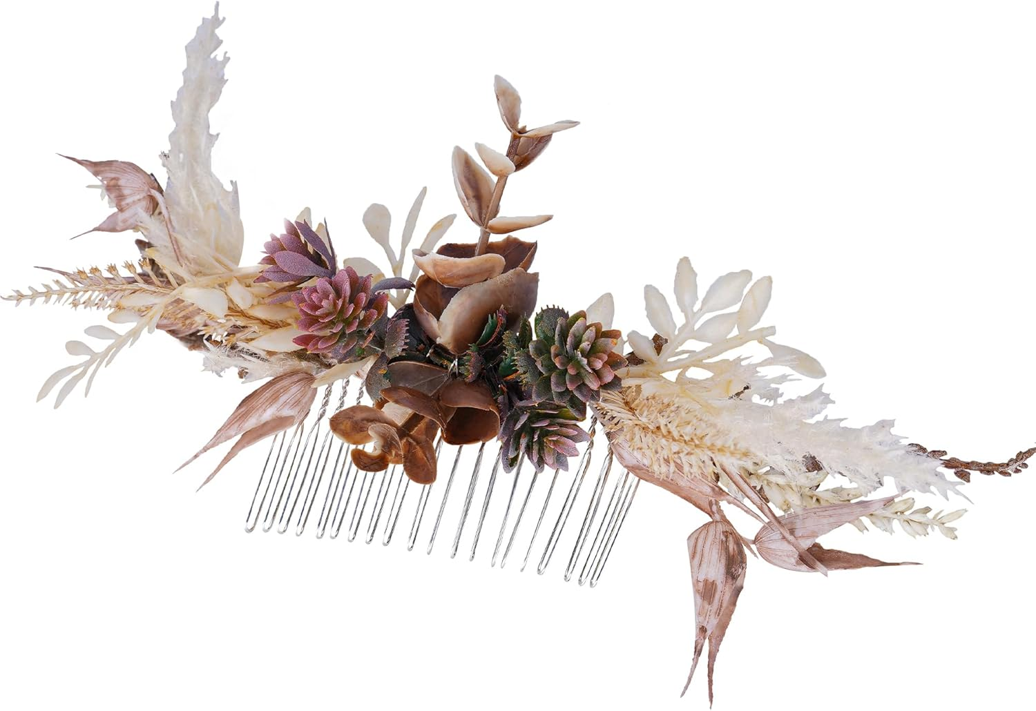 Partyforu Wedding Flower Comb for Women, Handmade Flower Hair Comb, Bohemian Hair Combs for Bride, Bridesmaid, Hen Party, Bridal Shower, Maternity Shoot image number 2