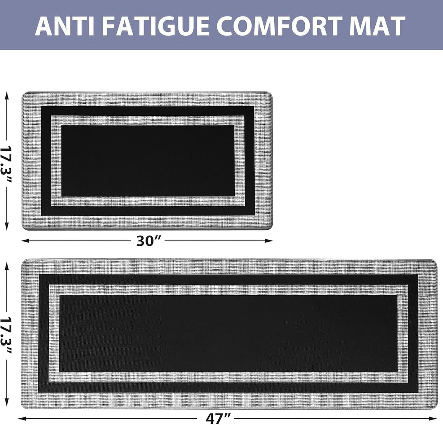 Kitchen Mats for Floor,2Pcs Cushioned anti Fatigue Kitchen Mat for Floor,Non Slip Waterproof Kitchen Rug Set,Comfort Standing Mat for Kitchen,Floor,Office,Sink,Laundry (17.3"&times;30"+17.3"&times;47") image number 5