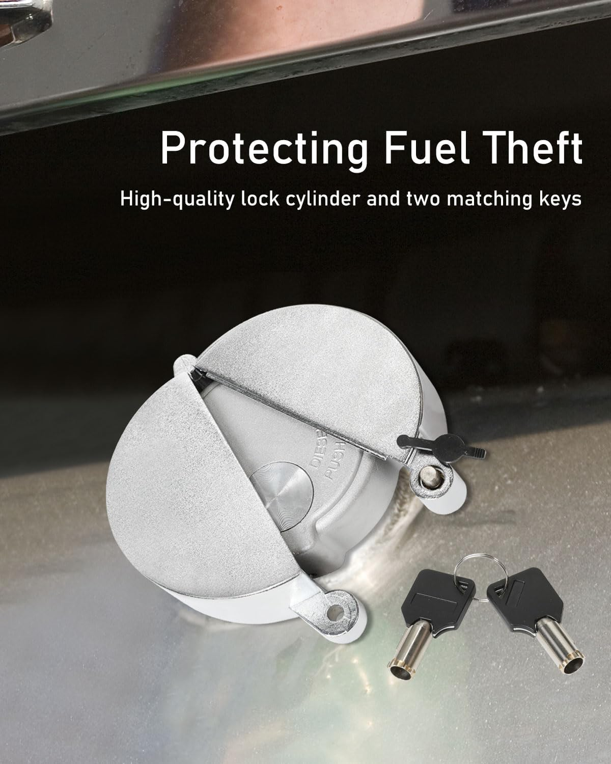 2 PCS Upgrade Semi Truck Locking Fuel Cap Cover, Compatible with Freightliner, Sterling and Western Star Class 8 Trucks image number 6