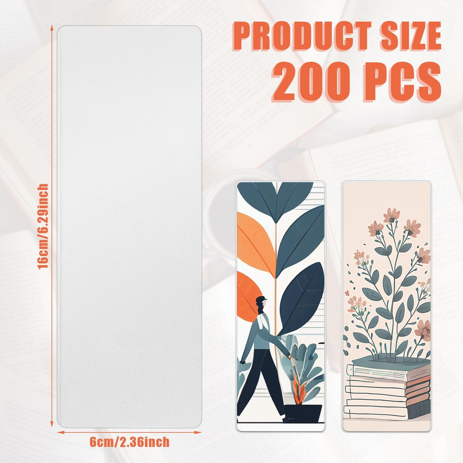 200Pcs Bookmark Laminating Pouches, 2.36X6.29 Inch Hot Laminating Pouches 5 Mils Clear Bookmark Sleeves Thermal Laminating Pockets for Book Lovers Nature Lovers