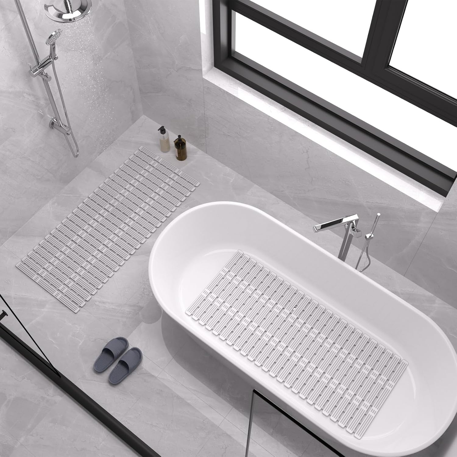 Extra Long Non Slip Bath Mat for Tub and Shower - 90X40Cm anti Mould Shower Mat with Suction Cups, Machine Washable, Cut to Size image number 6