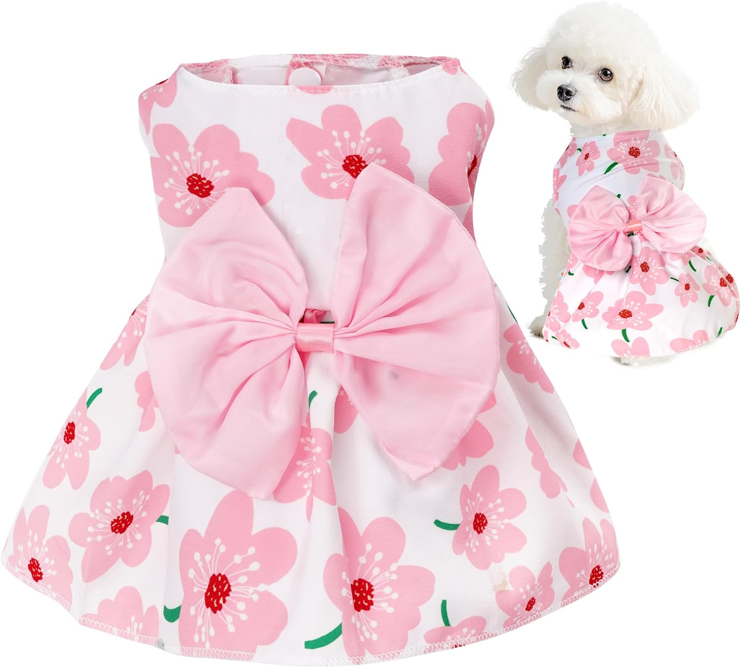 Choyaxo Floral Dog Dress Cute Dog Skirt Pet Dress Summer Pet Clothes for Puppy Small Cats image number 5
