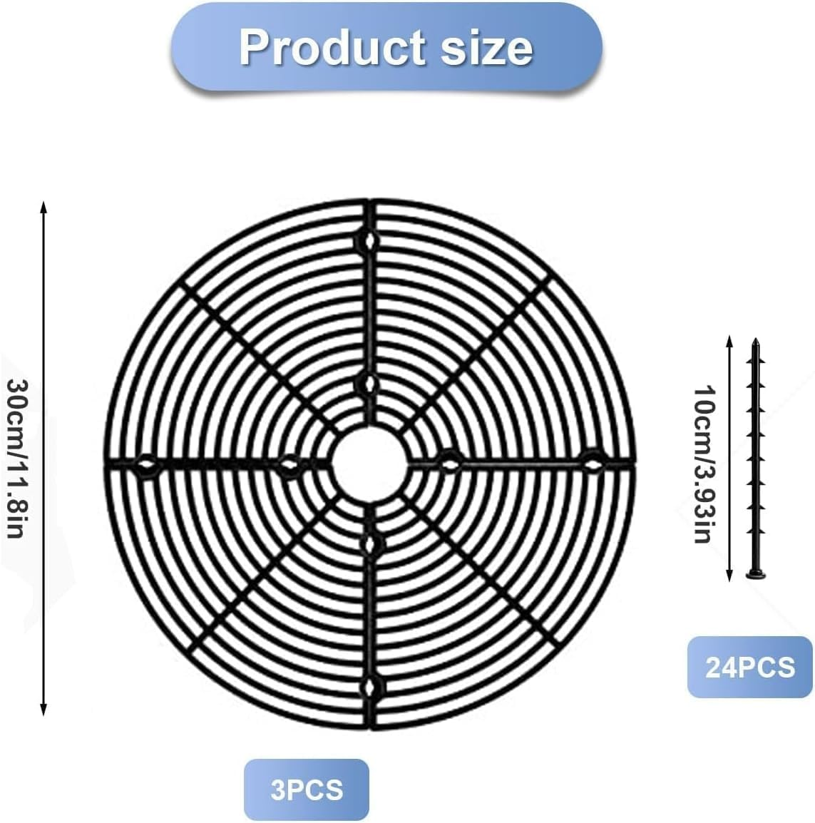 Plastic Grid Plant Pot Cover, 3Pcs Plant Pot Cover Plant Pot Grid Covers,Plant Pot Grid Cover Plant Pot Protector,Plant Pot Grid Soil Protector Cover,Plant Pot Grid Soil Protector Covers with Stake image number 3