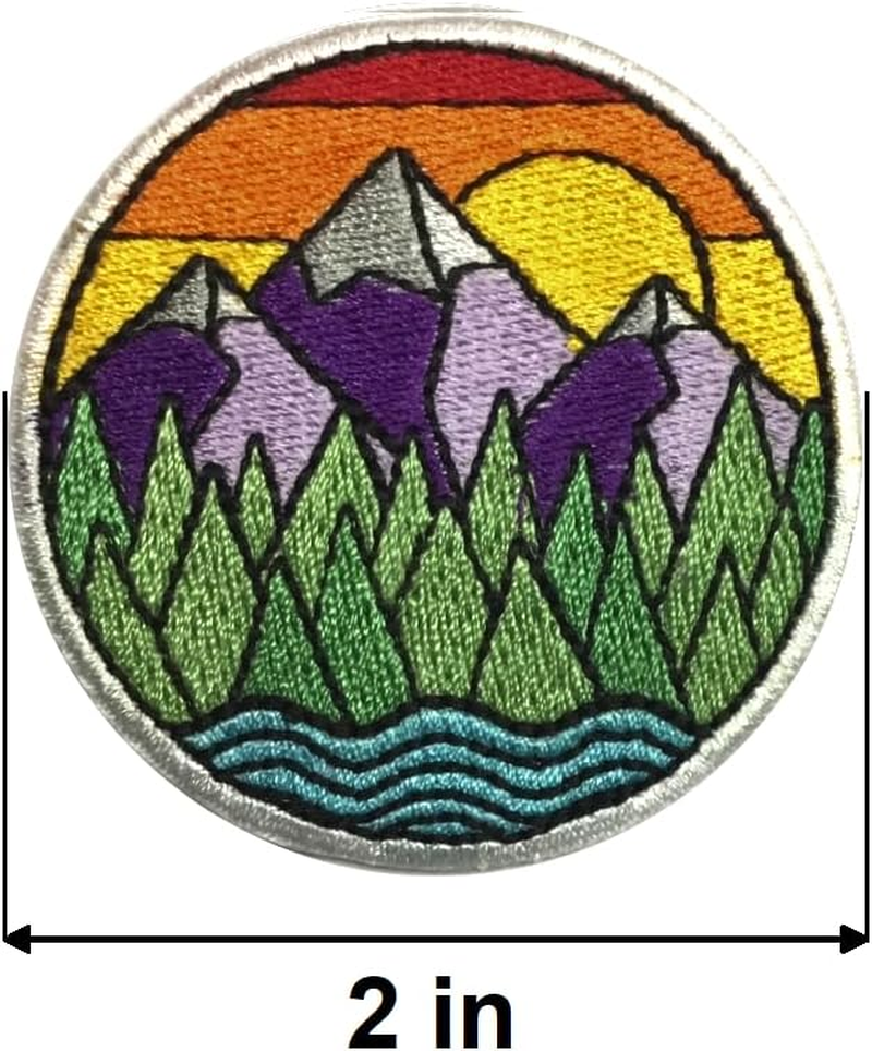 Patchclub Mountain and River Adventure Outdoor Patch, 2 Inches - Colorful Embroidered Cool Iron On/Sew on Patches - Blue, Green, White image number 3