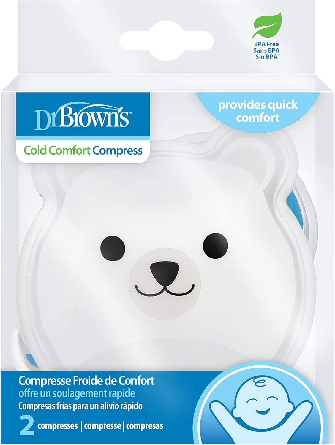 Dr. Brown'S Cold Comfort Compress Baby Ice Pack, Freezable Reusable First Aid Pain Relief for Kids, Polar Bear and Whale, BPA Free &ndash; 2-Pack