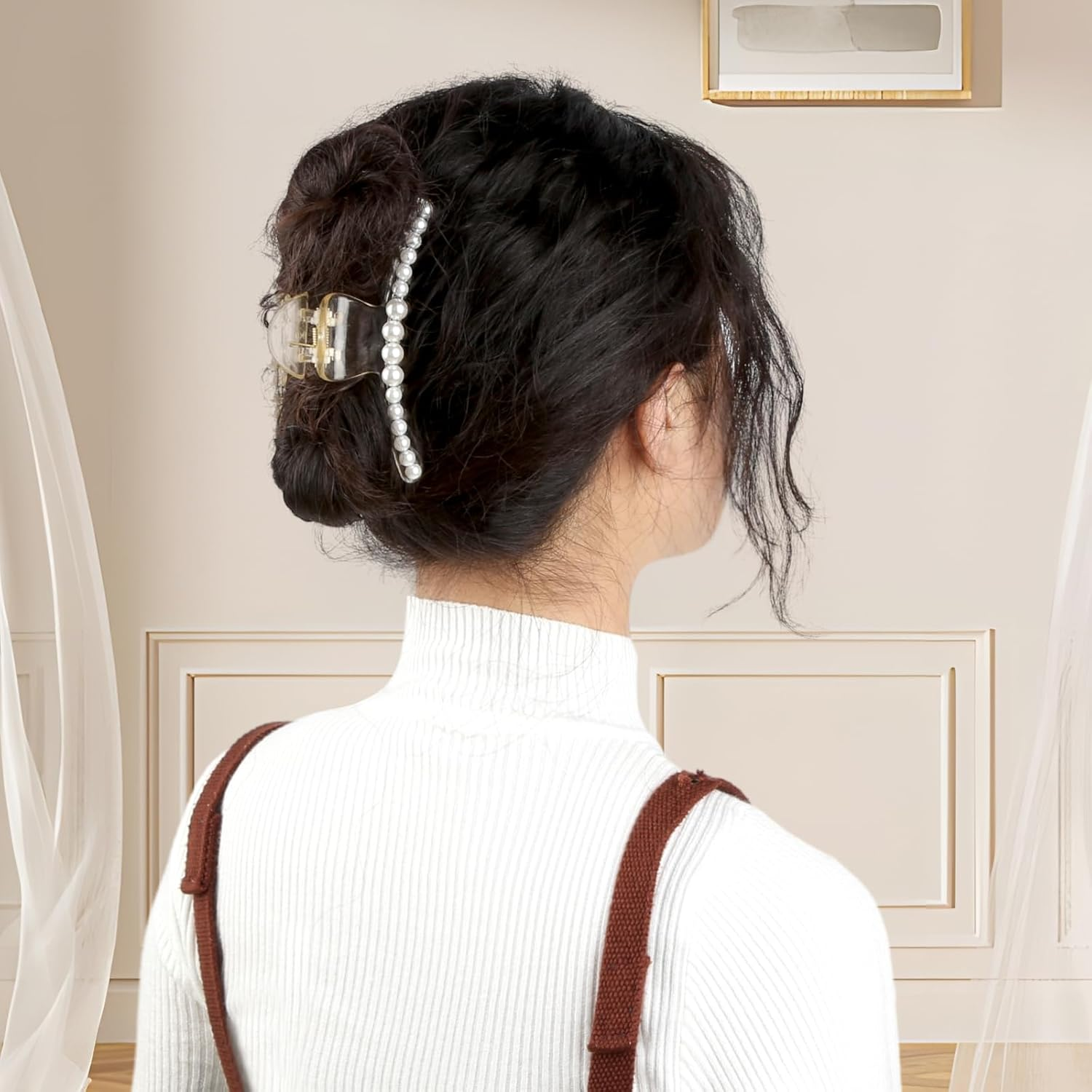 Pack of 6 Large Hair Clips, Pearl Hair Clips, Women'S Hair Clips for Thick Thin Hair, Non-Slip Claw Clip, Elegant Hair Clip for Women and Girls image number 4