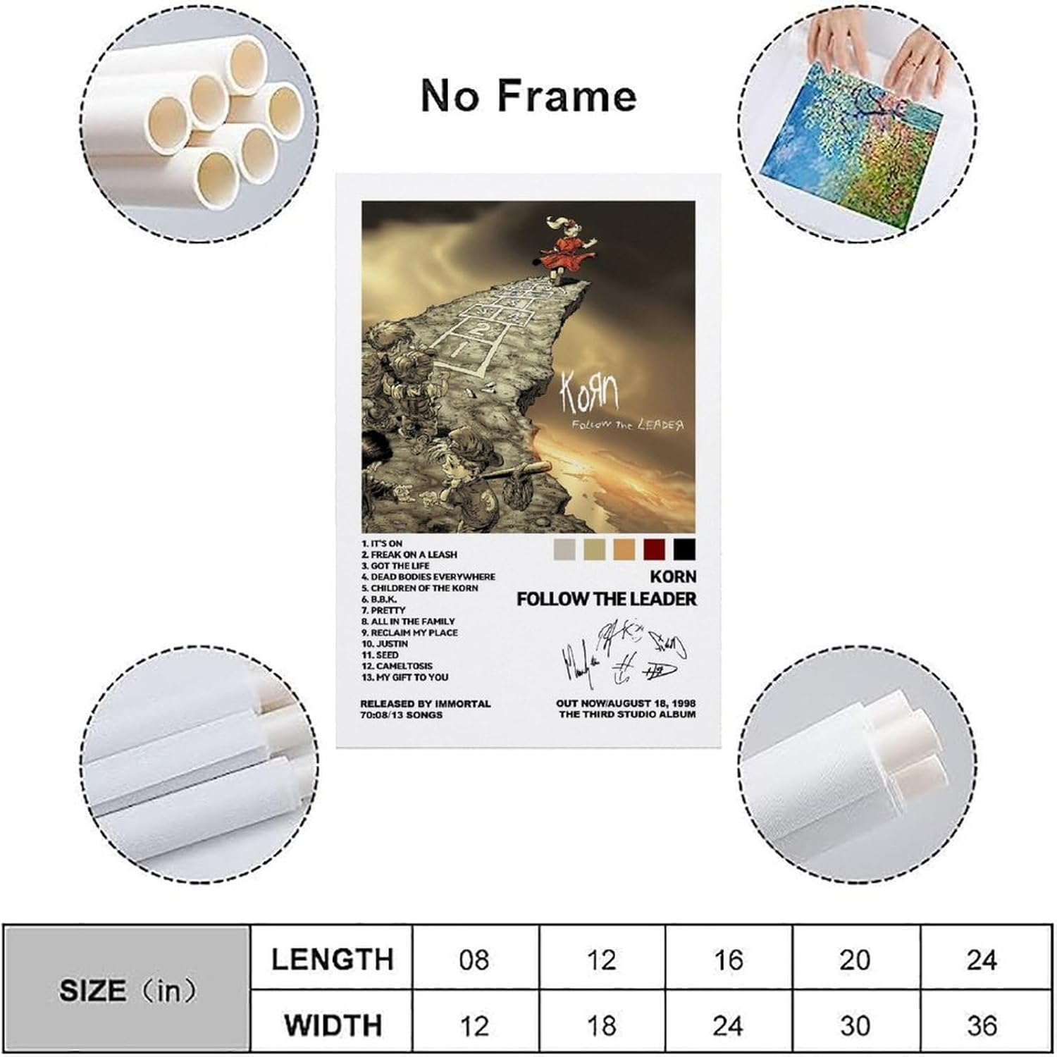 Korn Poster Rock Band Music Album Comcis Retro Vintage Cover Poster Canvas Painting Wall Art Picture Home Decor Print for Bedroom Living Room Dorm Study Bar Office 16X24Inch(40X60Cm) image number 6