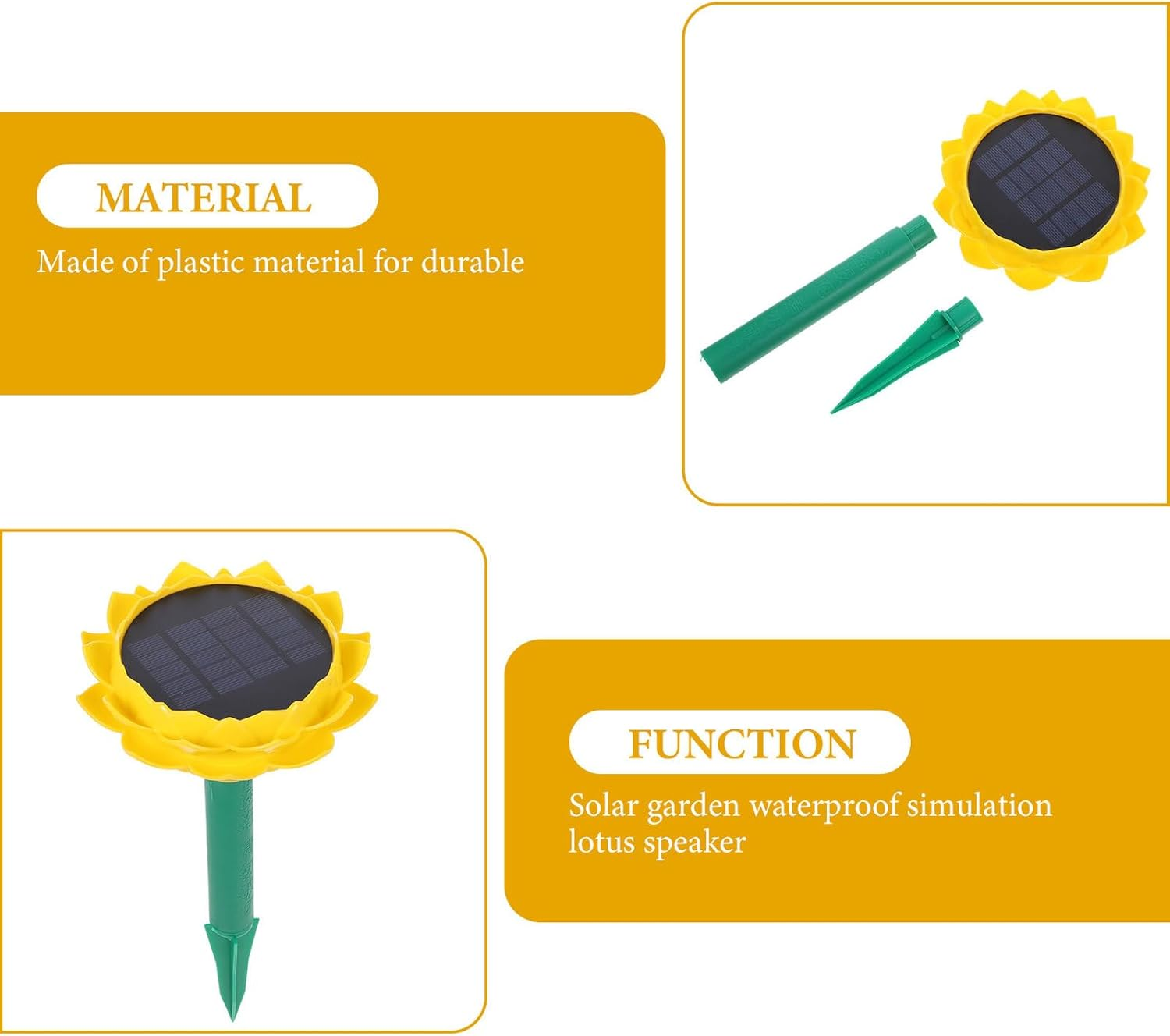 FONDOTIN Solar Lotus Speaker Outdoor Buddhist Music Player Waterproof Solar Powered Speaker for Garden and Patio Decor Yellow image number 1