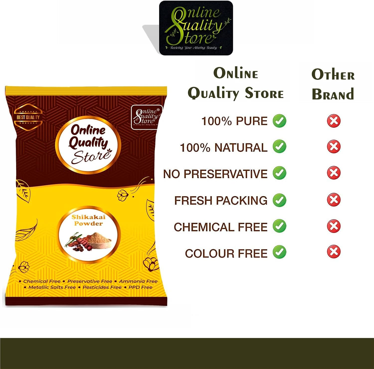 Online Quality Store Shikakai Powder for Hair (300 Grams) image number 6