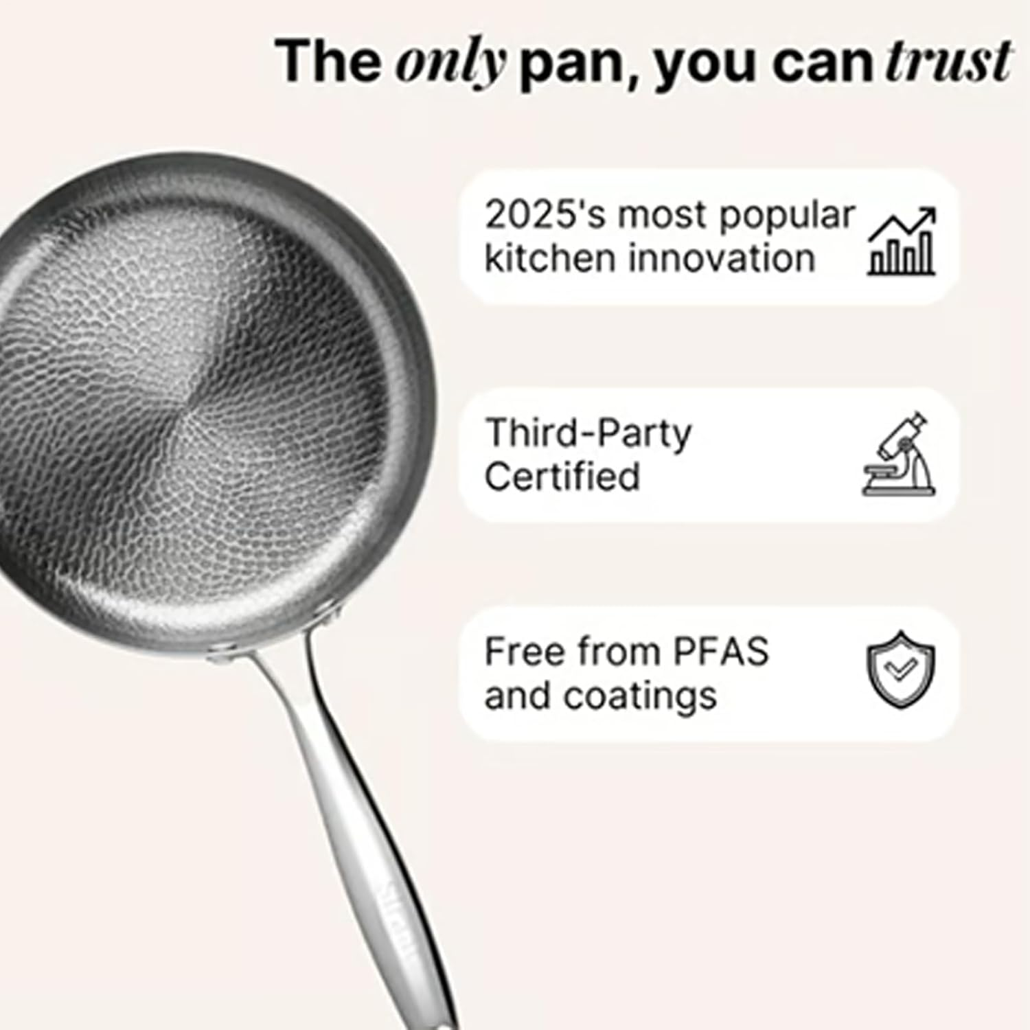 Cooking Pan,Scratch-Resistant Cookware,Titanium Hammered Frying Skillet - for Kitchen Stove Cooking Pancake Breakfast Fish Steak Egg Meat Vegetable - 30Cm image number 6