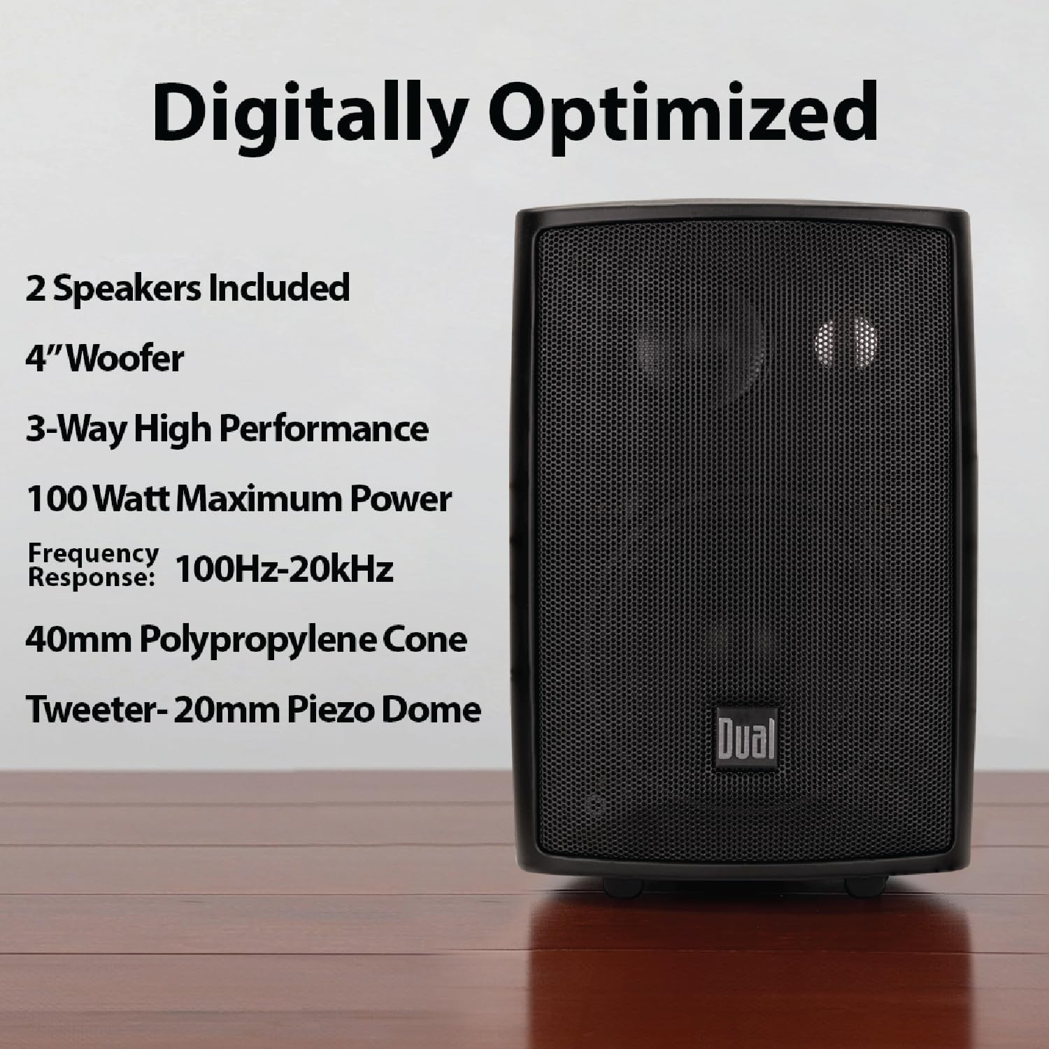 Dual Electronics LU43PB 4 Inch 3-Way High Performance Indoor, Outdoor & Bookshelf Studio Monitor Speakers with Swivel Brackets & 100 Watts Peak Power image number 5