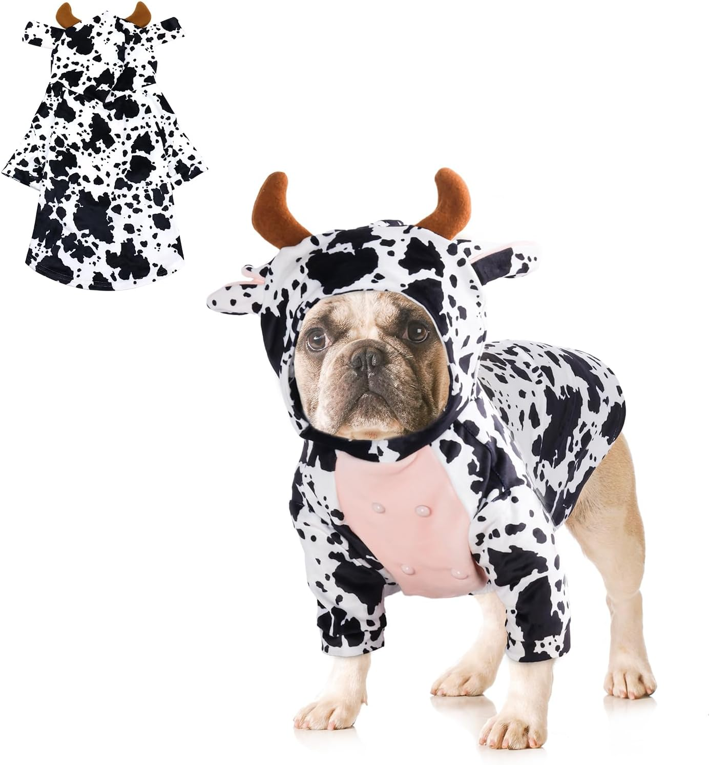 NACOCO Dog Halloween Cow Costume - French Bulldog Funny Cow Holiday Outfit Cute Hoodie Halloween Costume for Pet Puppy Small and Medium Dog (XL) image number 6