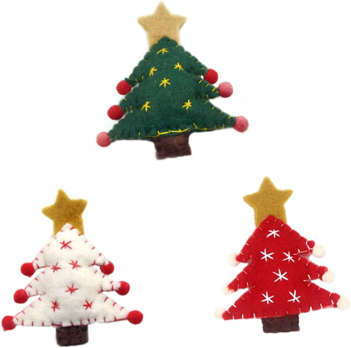 3Pcs Christmas Tree Felt Pendants Unique Decor for Boys and Girls Holiday Accessories Random Colors for Christmas Decorations and Festive Celebrations image number 1