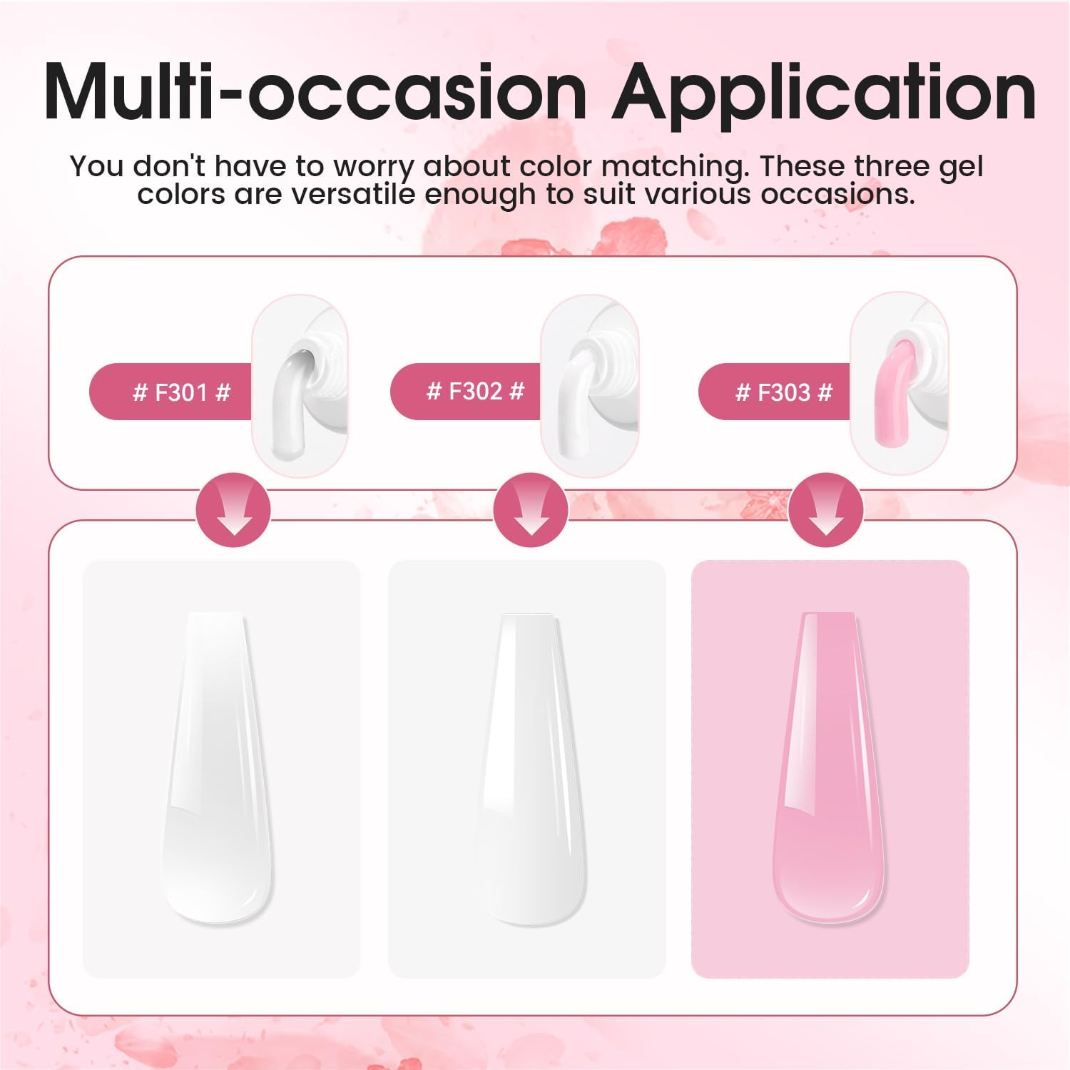 JEWHITENY Clear White Pink Poly Extension Gel Nail Set with Base and Finish for Finger Art and French Manicure Diy at Home, Needs Uv Lamp Healing image number 5