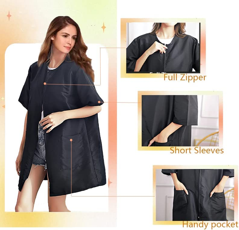 Gliitatu Full Ziper Grooming Smock Barber Smock Professional Pet Groomer Smock Cosmetologist Barber Smock (Medium) image number 4