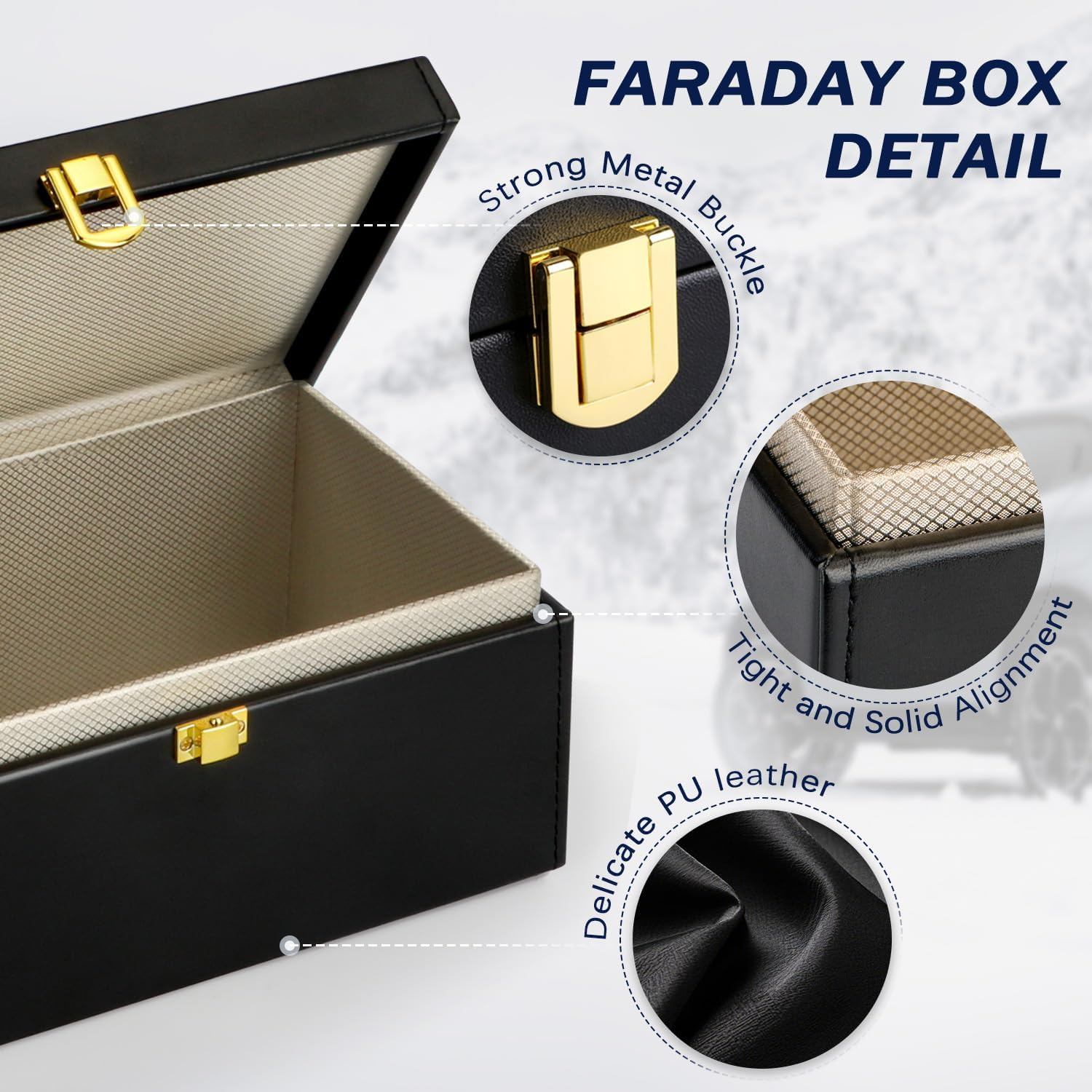 Faraday Box with 3 Pack Faraday Pouches, for Car Keys, Large Faraday Box Key Safe Protector, RFID Signal Blocking Pouch, Anti-Theft Signal Blocking Cages, Remote Entry Keyless image number 5