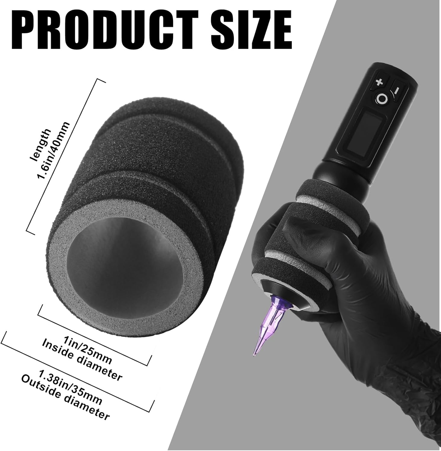 Halloscume 36 Pcs Tattoo Grip Cover Foam Grip Covers for Tattoo Pen Tattoo Tube Grips Expands to 1 Inch-1.5 Inch image number 3