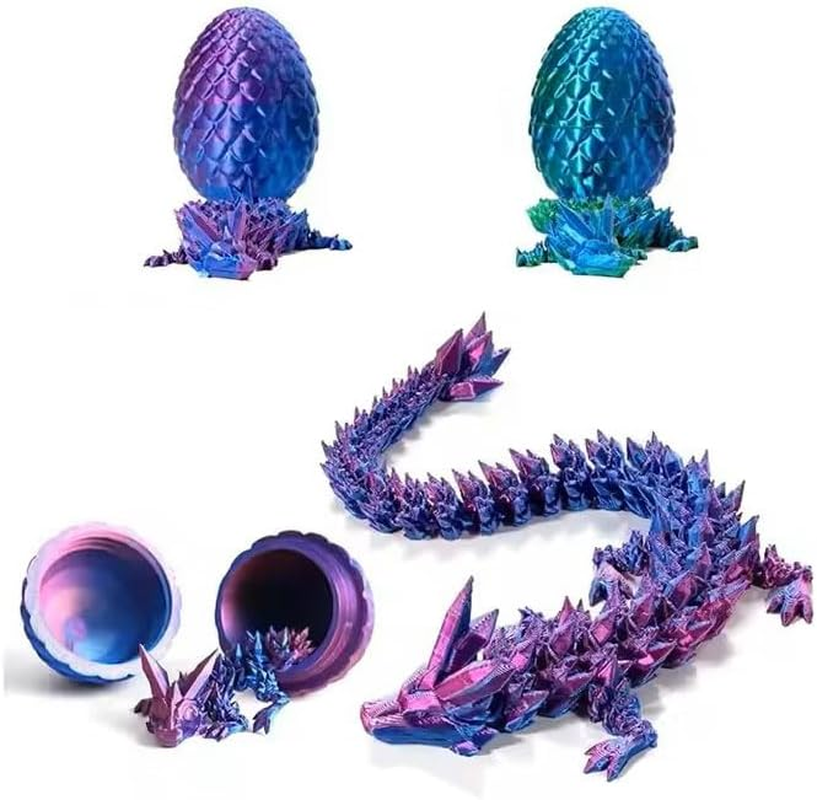 2 Packs Dragon Eggs with Dragon Inside, 3D Dragon Eggs with Dragon Inside, 3D Printed Dragon Egg, Mystery Dragon Egg, Dragon Egg Fidget Toy,Stocking Easter Basket Stuffers (Purple and Blue) image number 6
