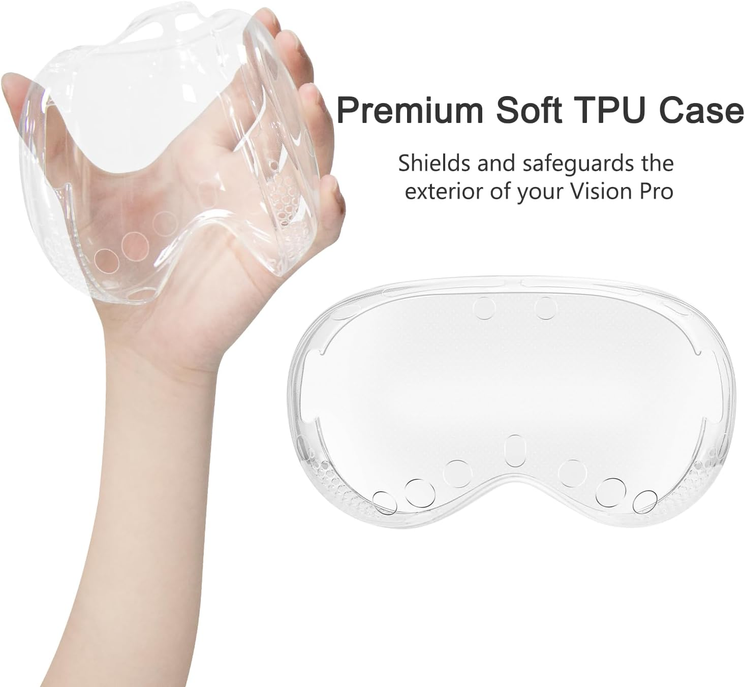 SOULWIT V2 TPU Protective Case Cover for Apple Vision Pro VR Headset, Durable & Slim Fit Screen Protector Accessory, without Affecting Tracking Scans (Clear) image number 1