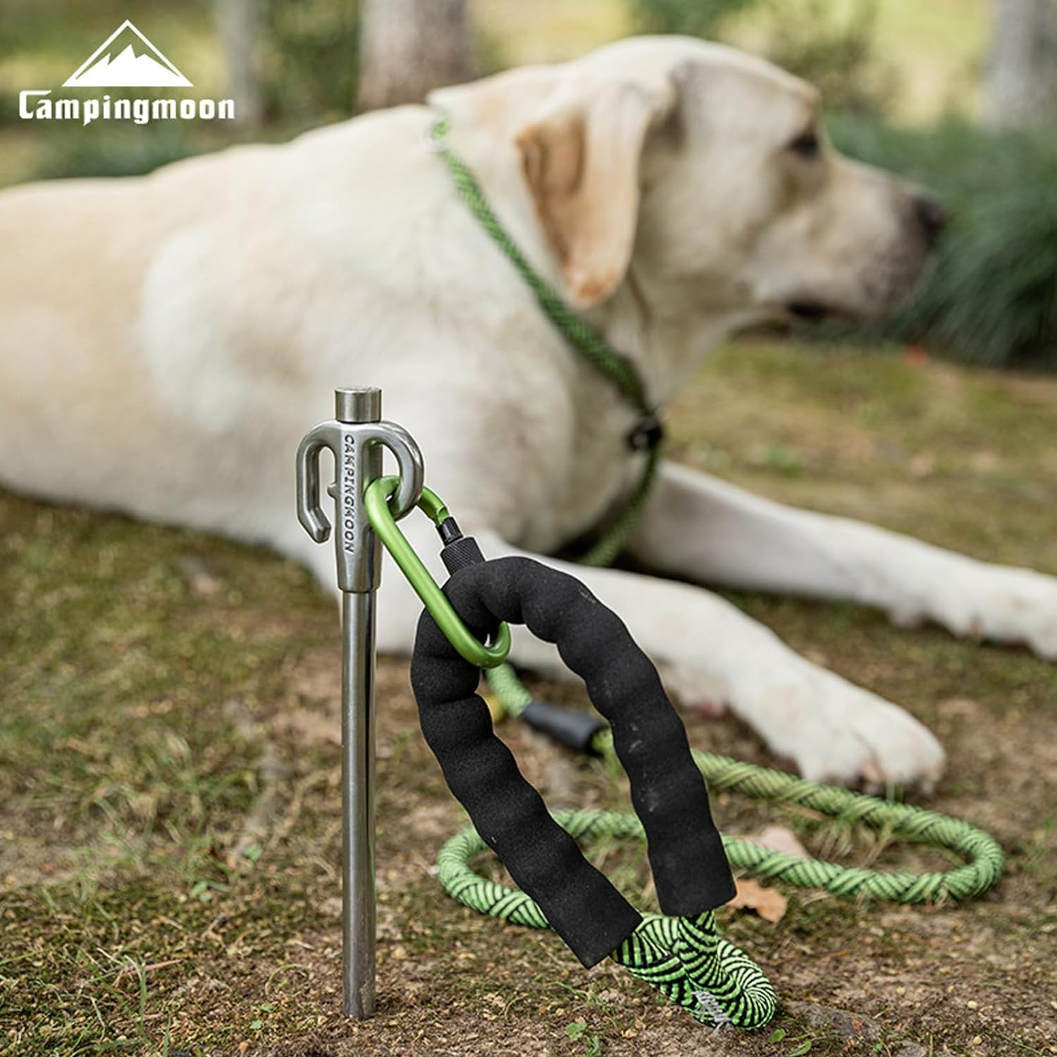 Campingmoon Dog Tie Out Stake 360&deg; Swivel Heavy Duty Strongest Dog Anchor Spike for Tie-Out Cable Chain in Yard or Camping image number 4