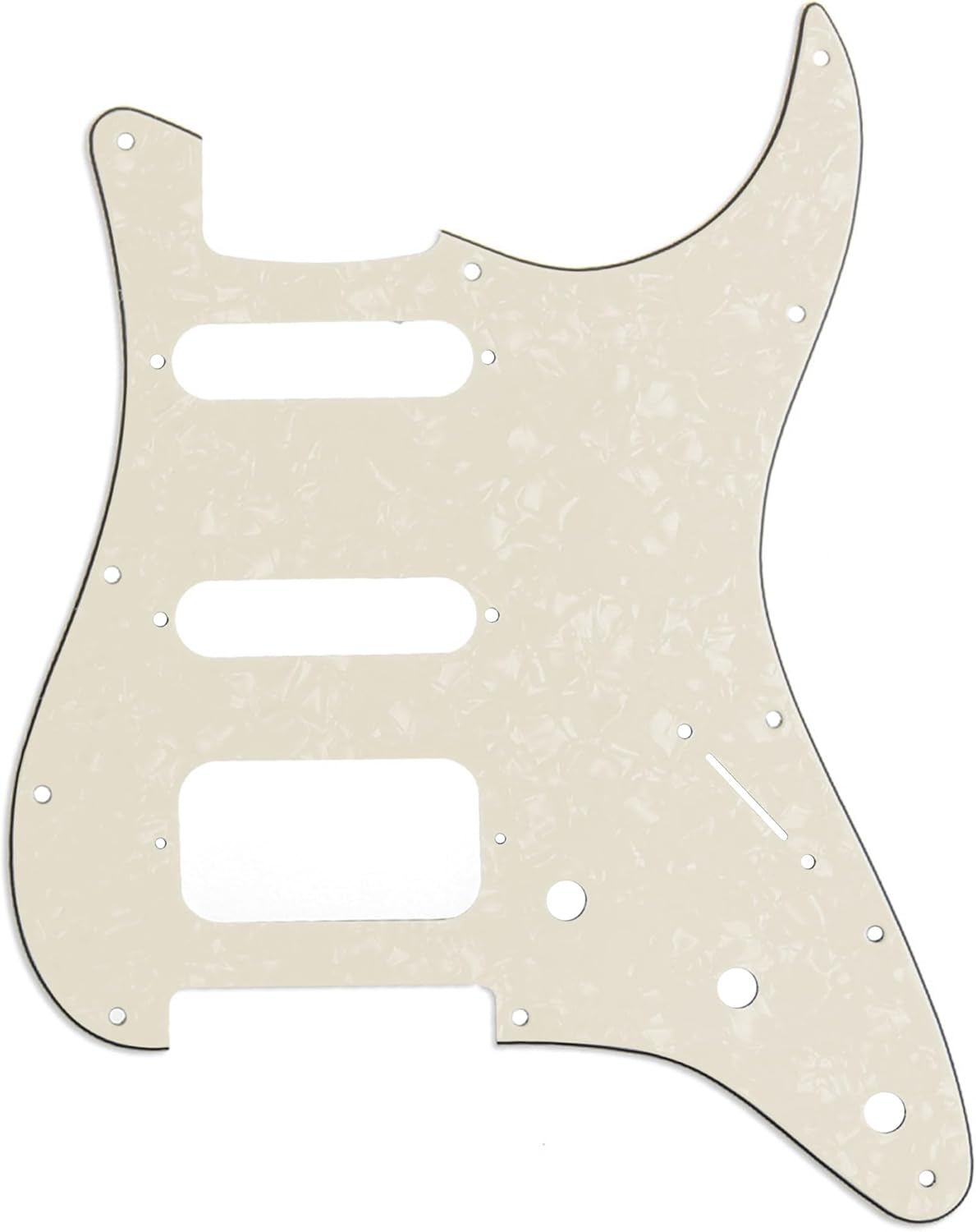 Musiclily Pro 11-Hole round Corner HSS Guitar Strat Pickguard for Usa/Mexican Stratocaster Open Pickup, 1Ply Glossy Black image number 2