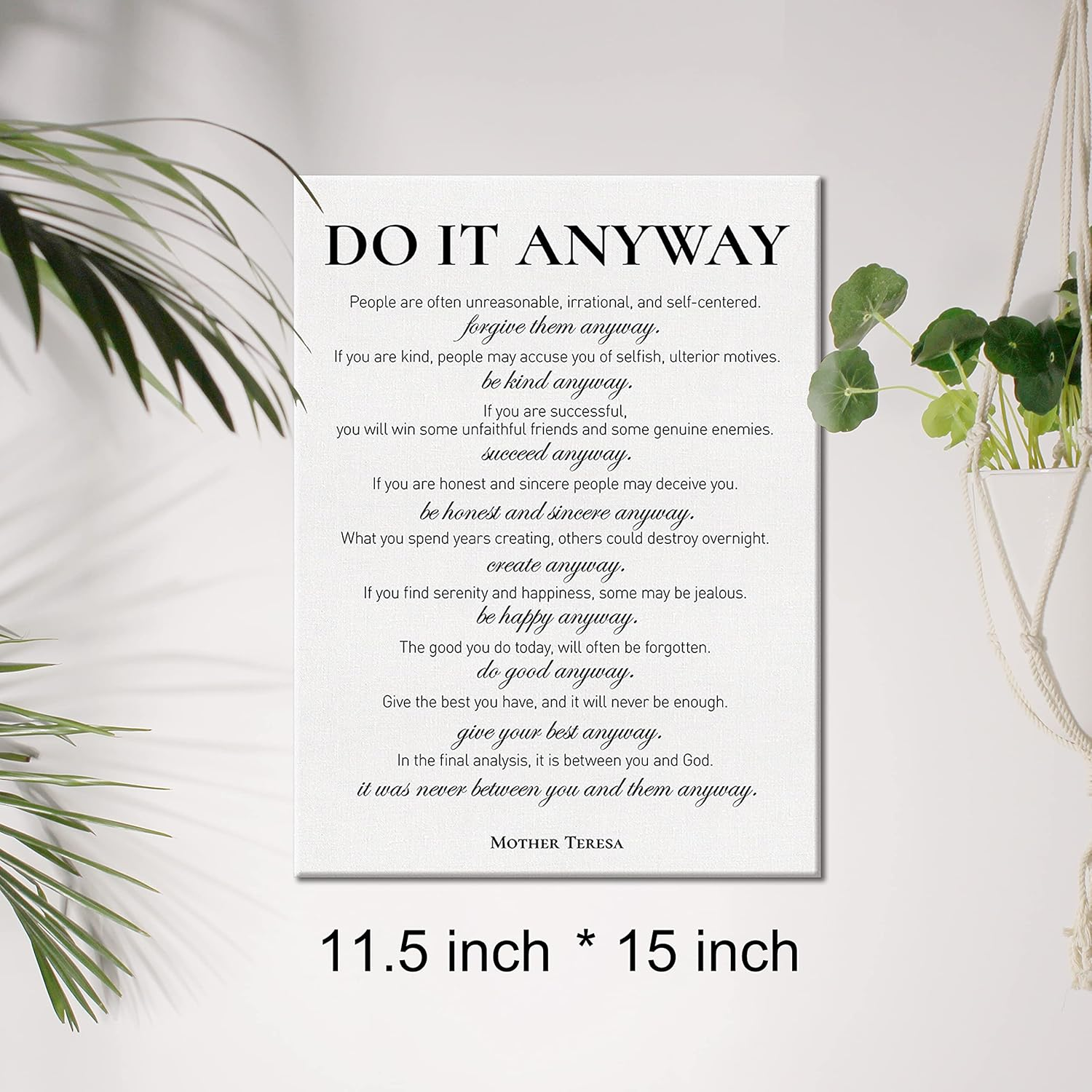 Inspirational Canvas Wall Art Motivational Do It Anyway Quote Canvas Print Positive Canvas Painting Office Home Wall Decor Framed Gift 12X15 Inch image number 4