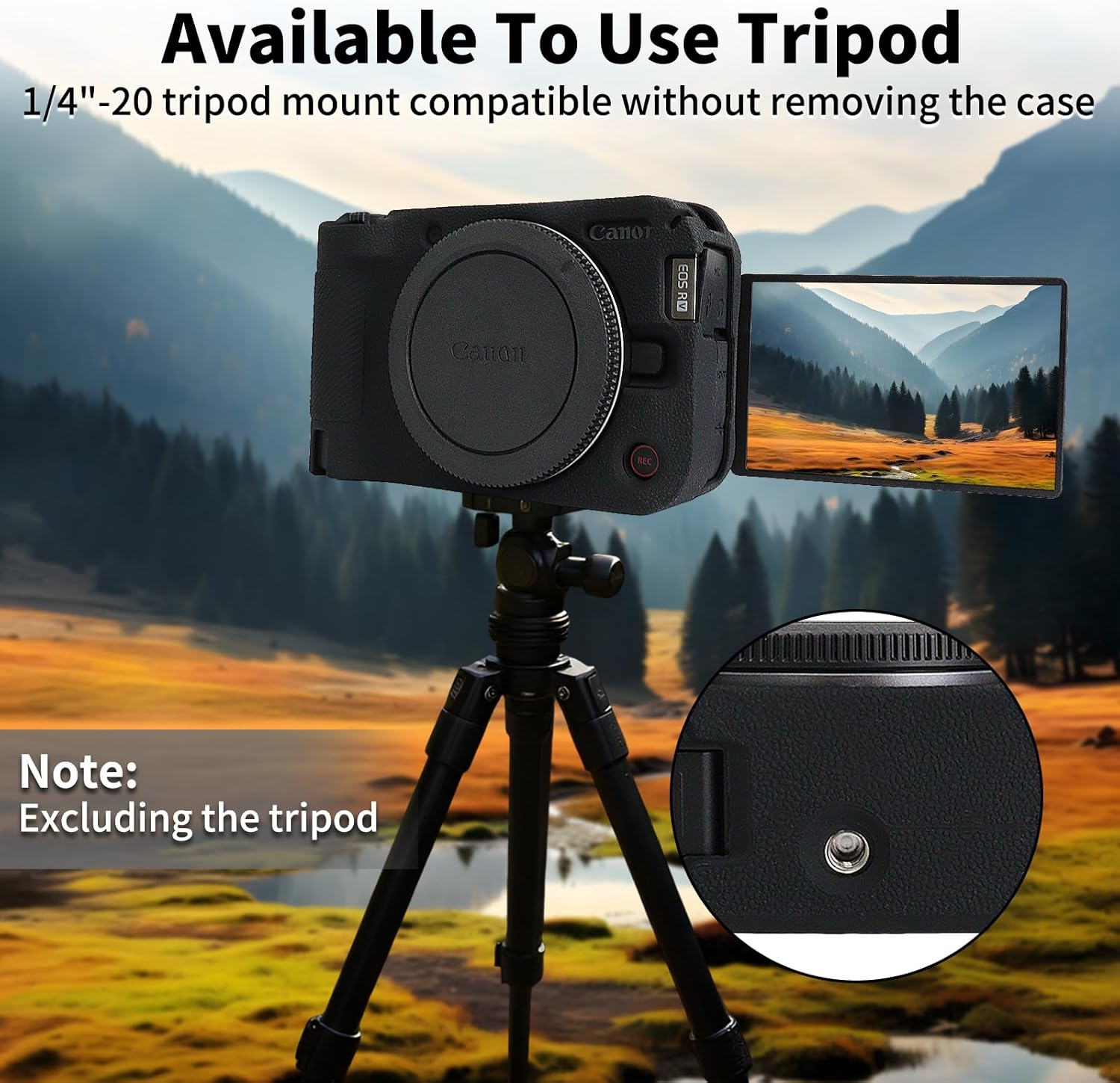 Rieibi Silicone Case for Canon EOS R50 V Camera, Soft Camera Protective Case for Canon EOS R50V Camera Accessories with 2 Screen Protectors, Black - Green image number 3