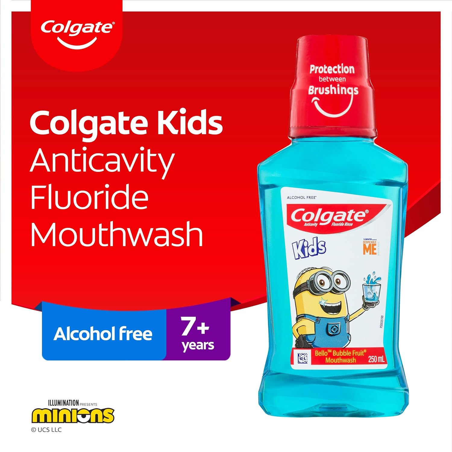 Colgate Kids Minions Antibacterial Mouthwash Rinse, for Children 7+ Years, Alcohol Free, Bubble Mint image number 3