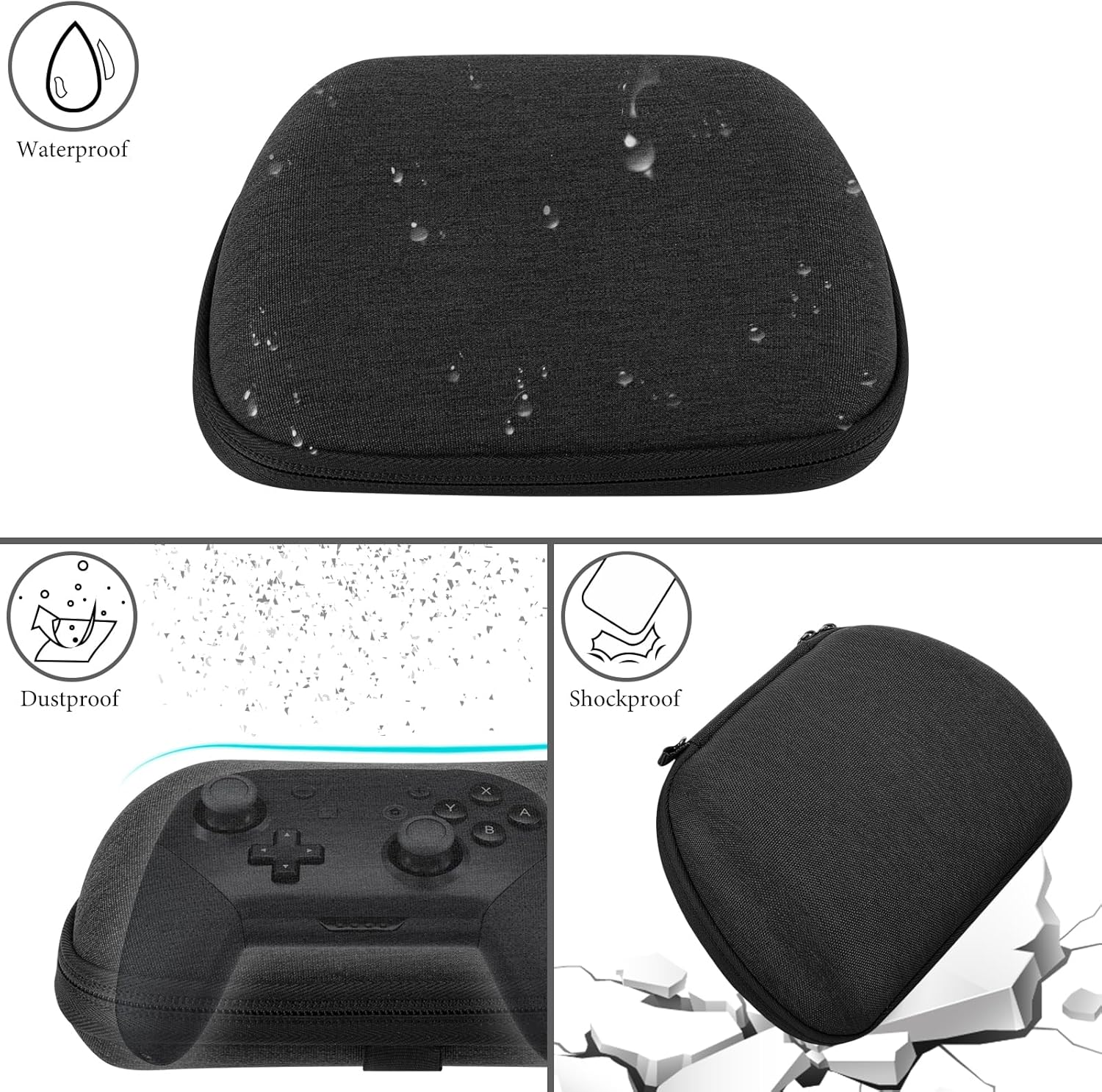 Geekria Controller Travel Case Compatible with Xbox One, Xbox Series X/S, Xbox Wireless, Hard Shell Carrying Bag, Protective Storage with Internal Mesh Pocket for Charging Cable (Black) image number 5